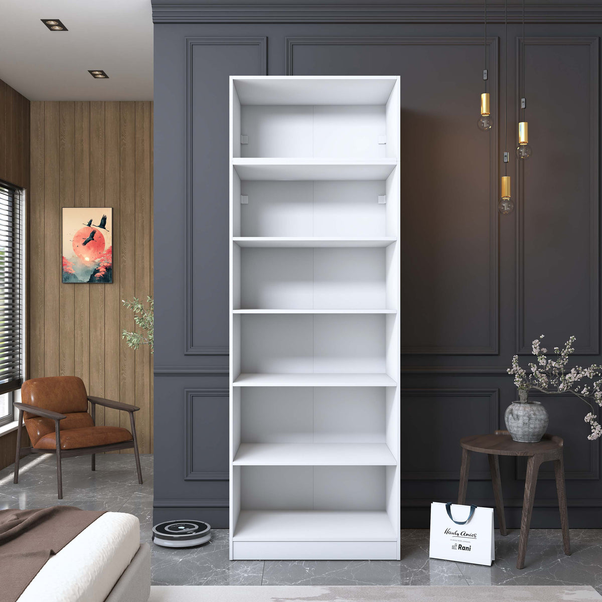 Rani BA210 Gardırop 2 Kapaklı 5 Raflı Elbise Dolabı Beyaz