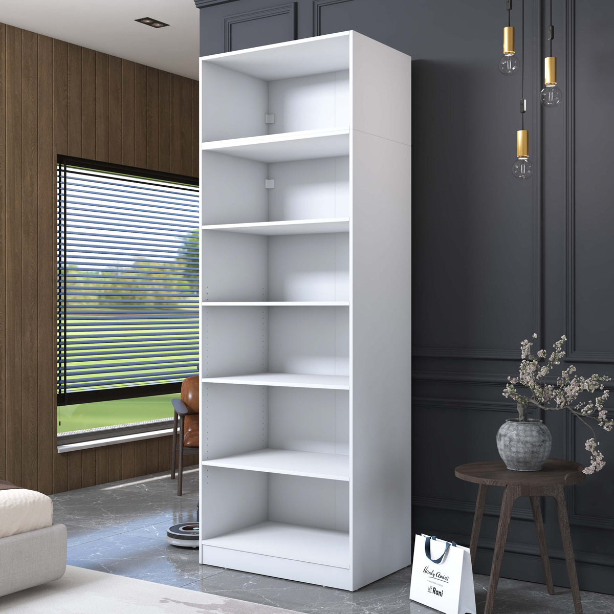 Rani BA210 Gardırop 2 Kapaklı 5 Raflı Elbise Dolabı Beyaz