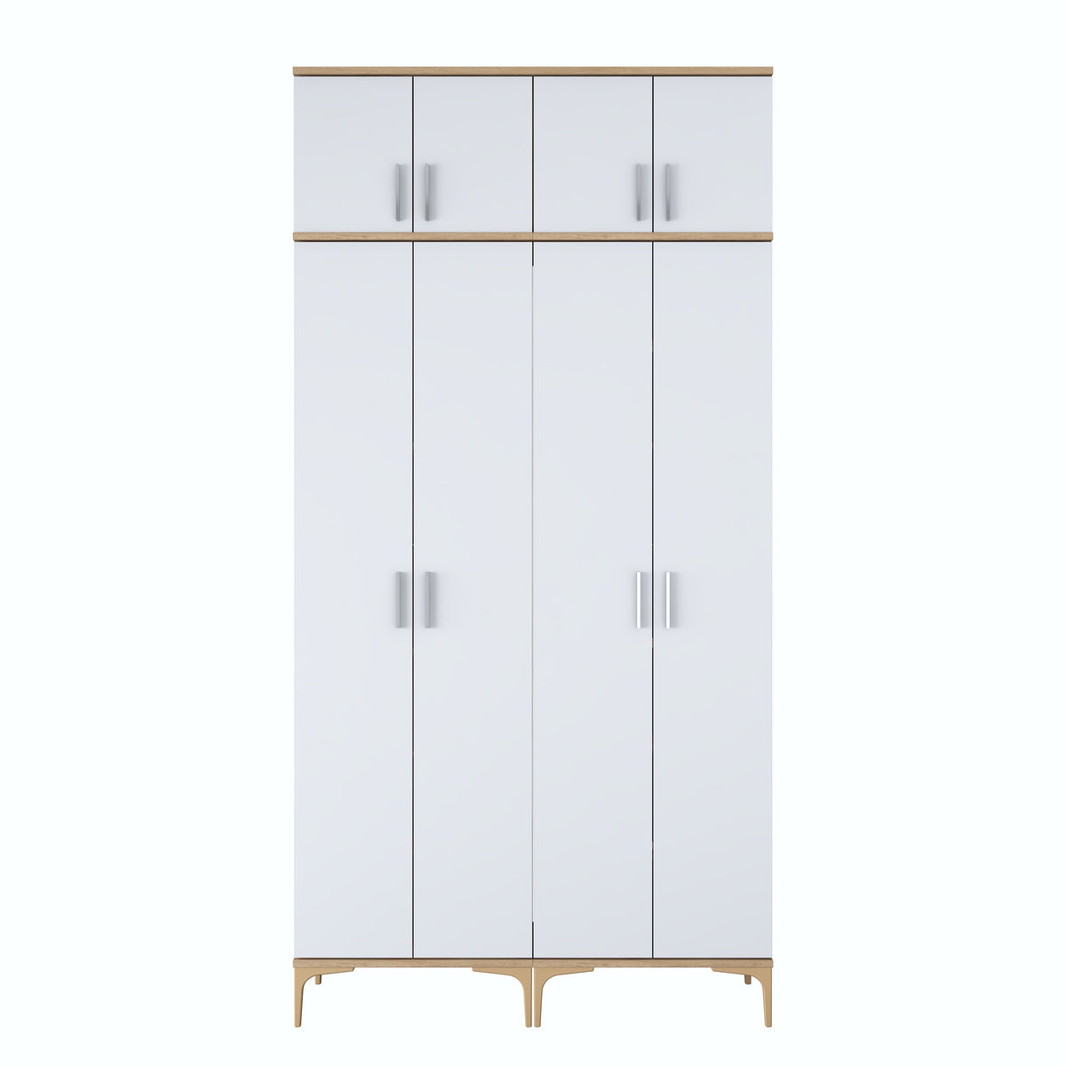 Rani EA161 Modern Portmanto 8 Kapaklı 8 Raflı 4 Askılı Ayakkabılık Vestiyer Sepet Ceviz - Beyaz