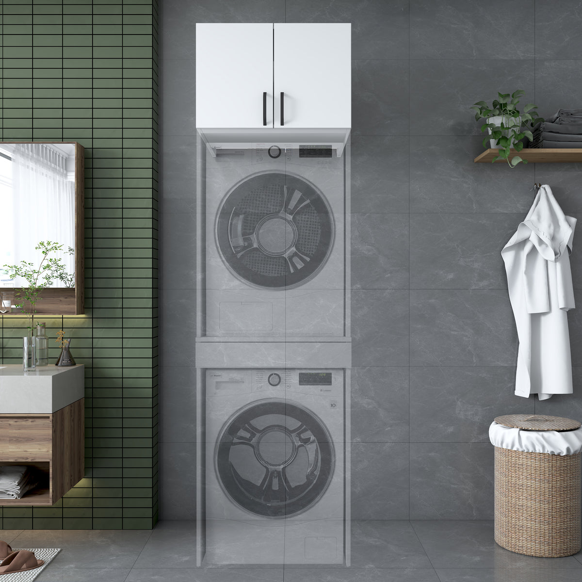 Rani KD115 Çamaşır Makinesi Dolabı Üst Modül Beyaz