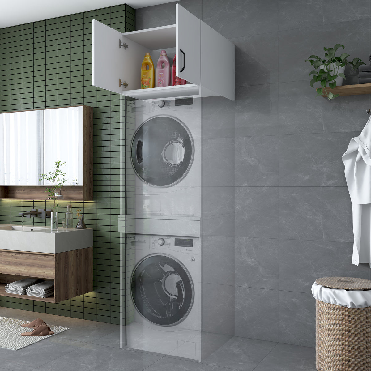 Rani KD115 Çamaşır Makinesi Dolabı Üst Modül Beyaz