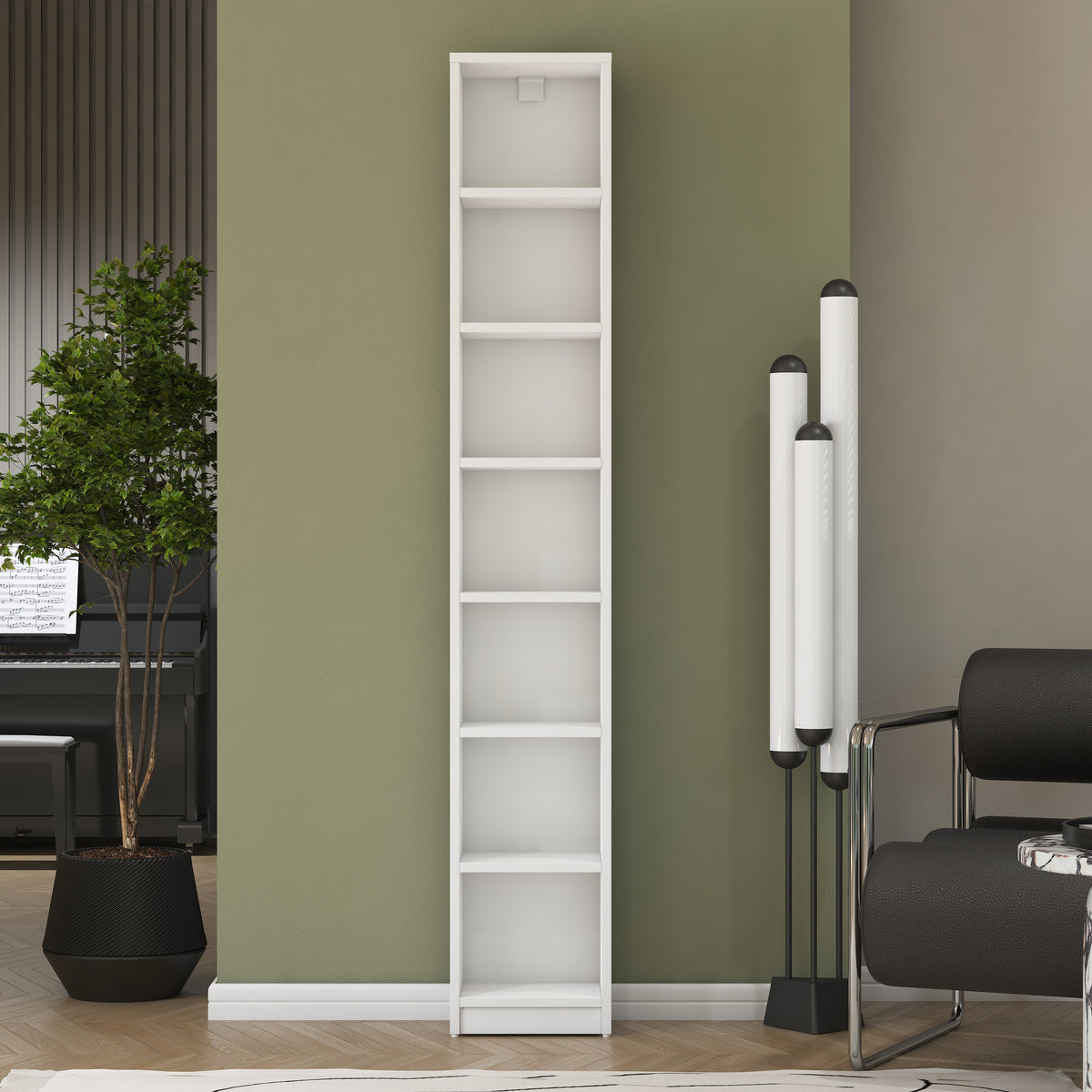 Rani HC140 Kitaplık 6 Raflı Çalışma Odası Kütüphane Modern Duvar Rafı Beyaz