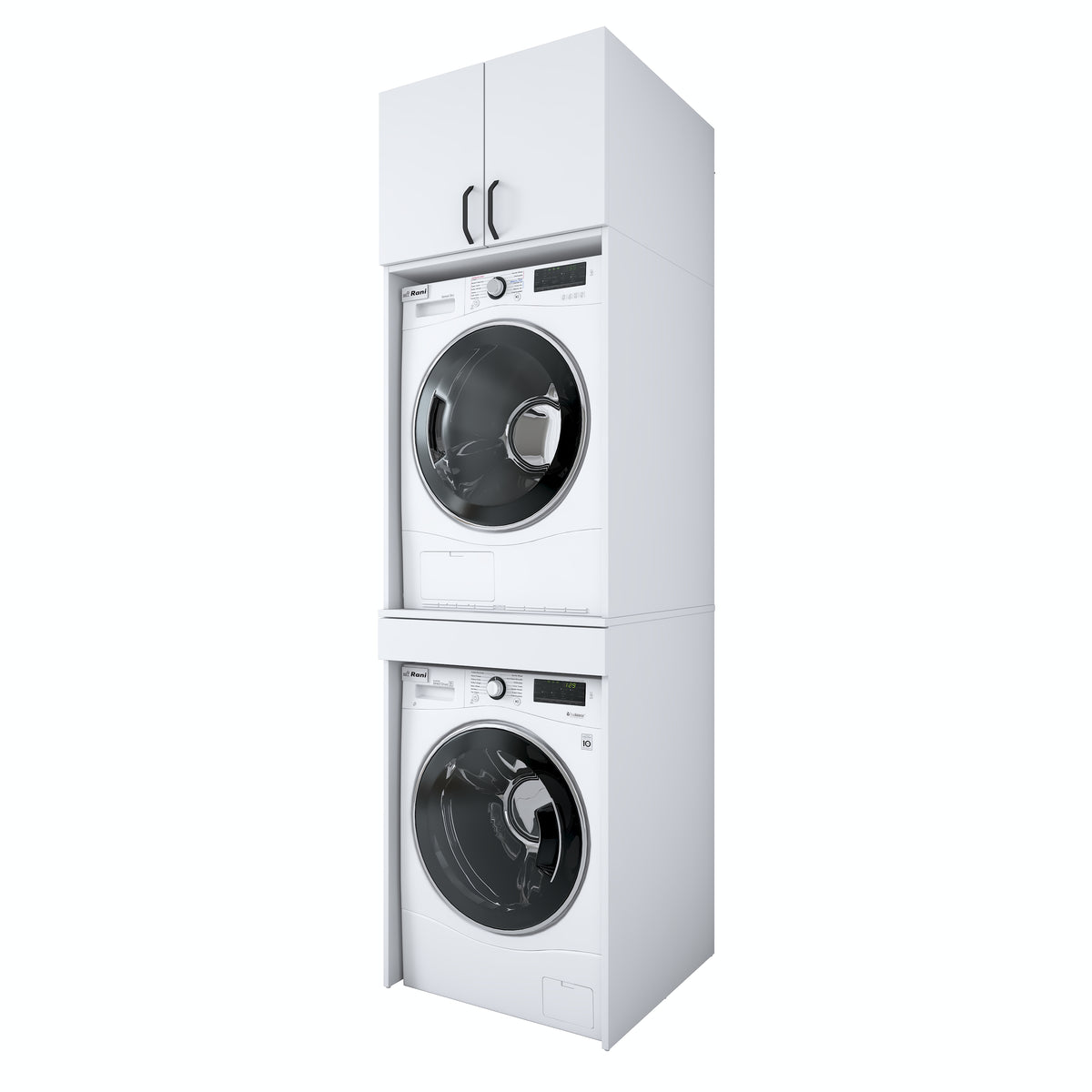 Rani KD116 Çamaşır Ve Kurutma Makinesi Dolabı Çekmeceli Raflı Banyo Dolabı Beyaz