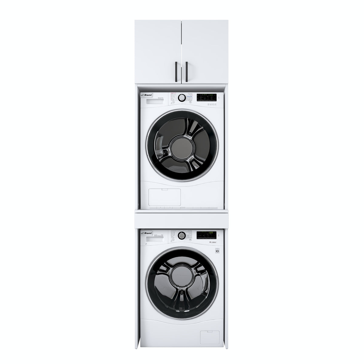 Rani KD116 Çamaşır Ve Kurutma Makinesi Dolabı Çekmeceli Raflı Banyo Dolabı Beyaz