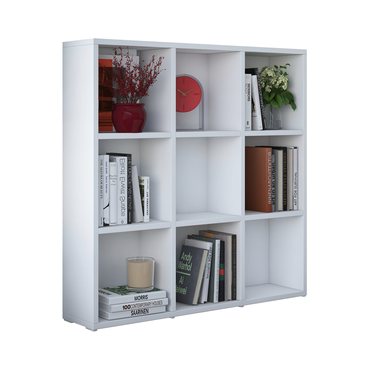Rani HC121 Kitaplık 6 Raflı Çalışma Odası Kütüphane Modern Duvar Rafı Beyaz