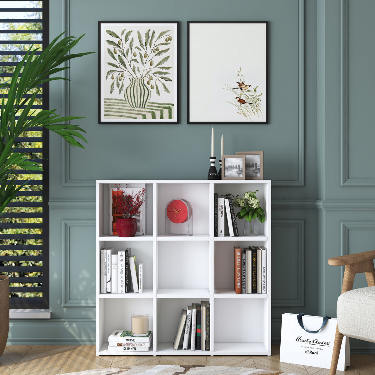 Rani HC121 Kitaplık 6 Raflı Çalışma Odası Kütüphane Modern Duvar Rafı Beyaz