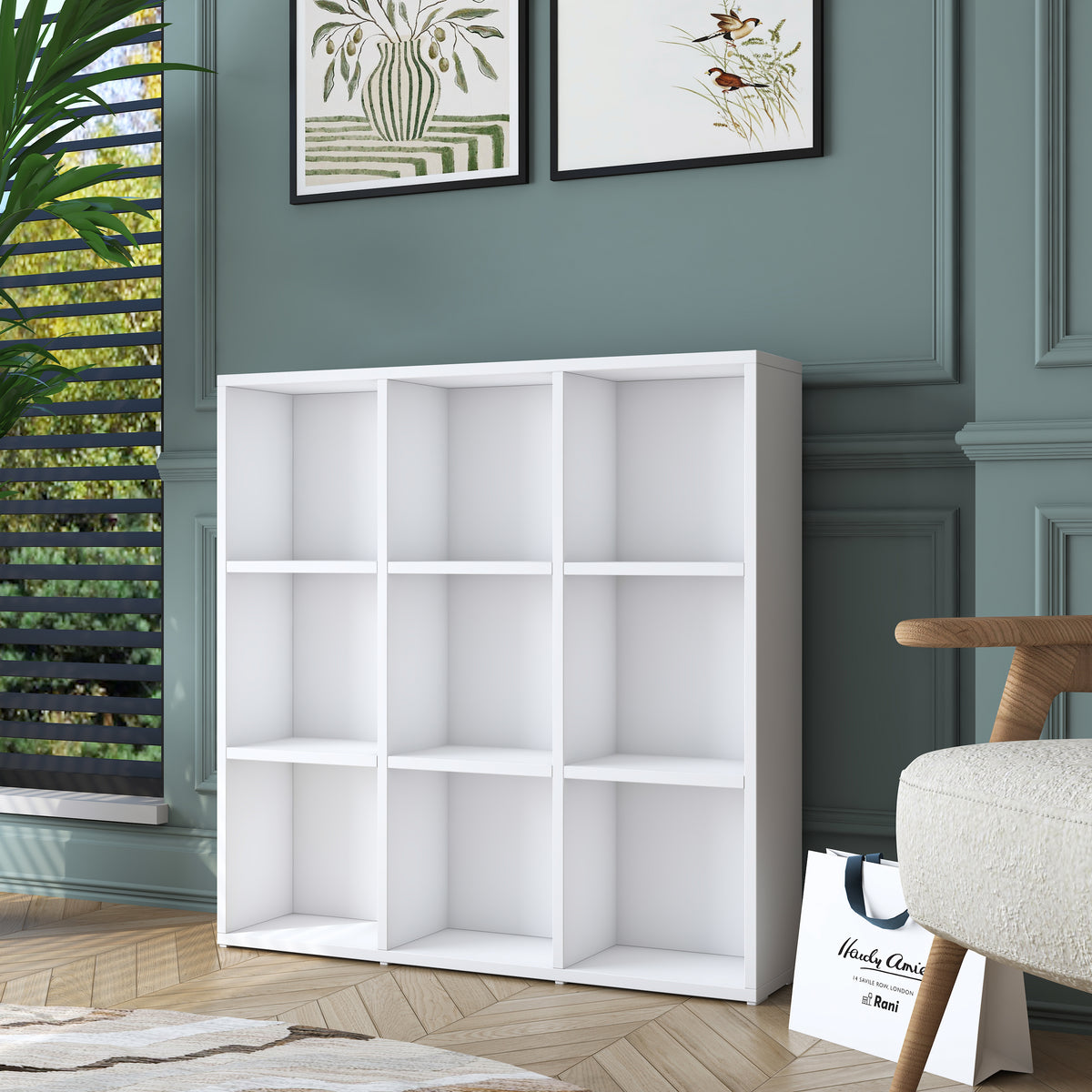 Rani HC121 Kitaplık 6 Raflı Çalışma Odası Kütüphane Modern Duvar Rafı Beyaz