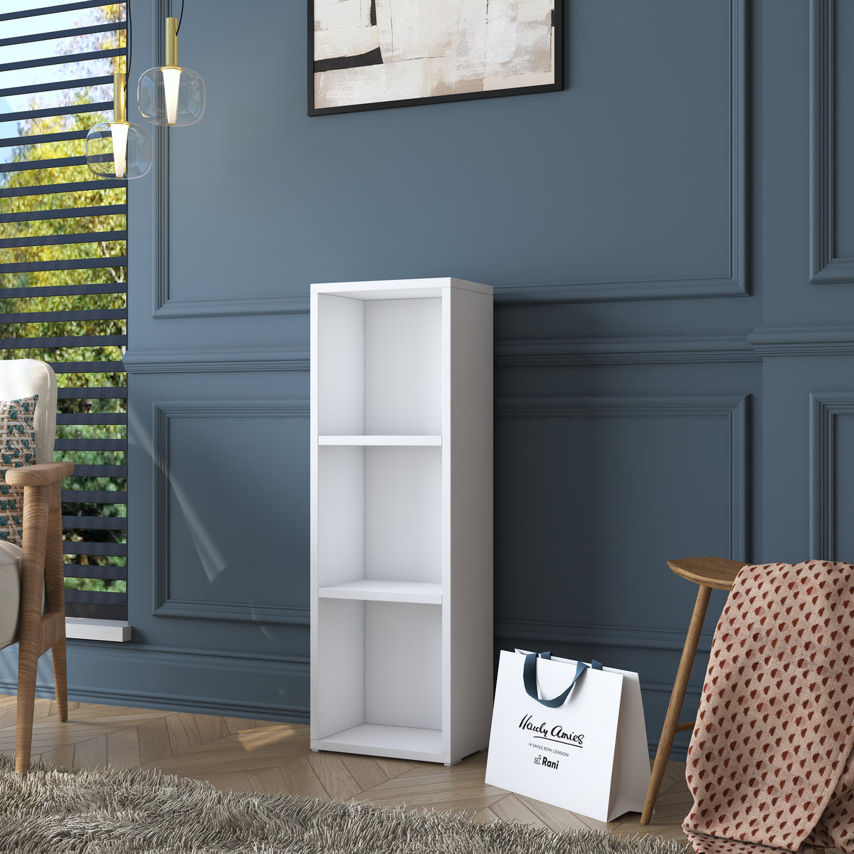 Rani HC119 Kitaplık 2 Raflı Çalışma Odası Kütüphane Modern Duvar Rafı Beyaz