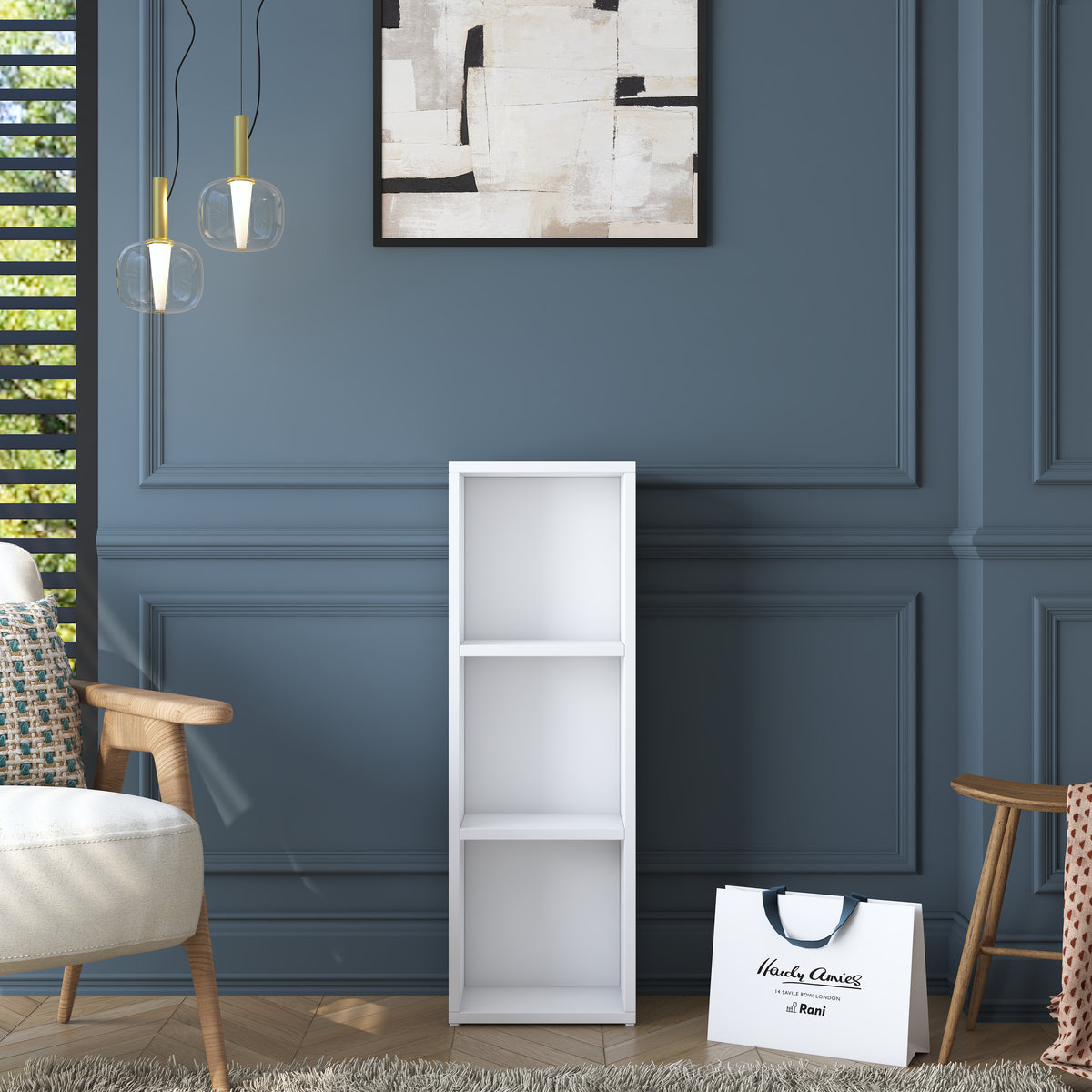 Rani HC119 Kitaplık 2 Raflı Çalışma Odası Kütüphane Modern Duvar Rafı Beyaz