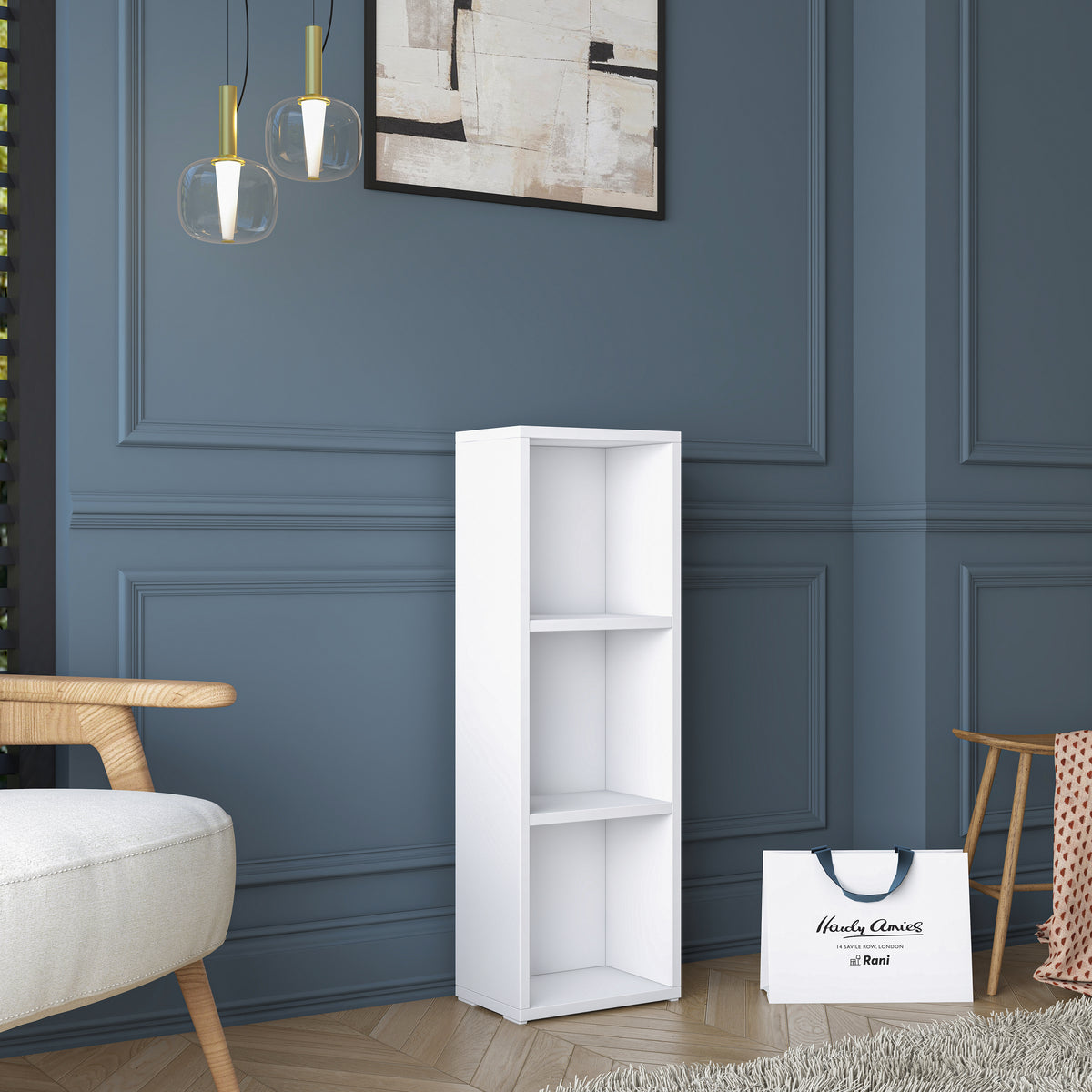 Rani HC119 Kitaplık 2 Raflı Çalışma Odası Kütüphane Modern Duvar Rafı Beyaz