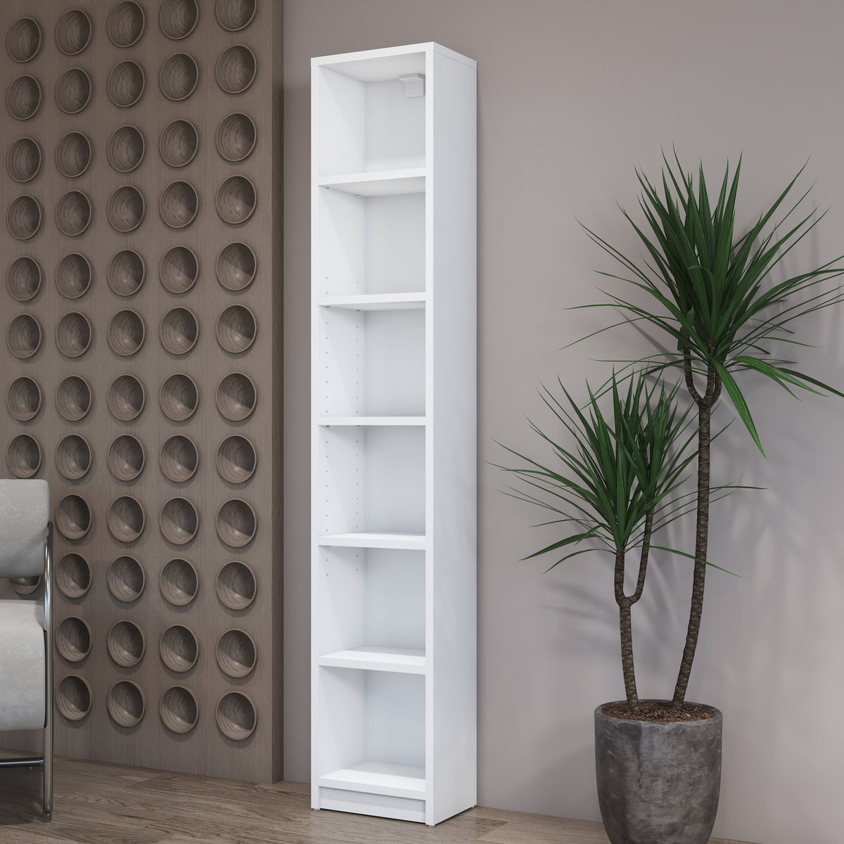Rani HC146 Kitaplık 5 Raflı Çalışma Odası Kütüphane Modern Duvar Rafı Beyaz