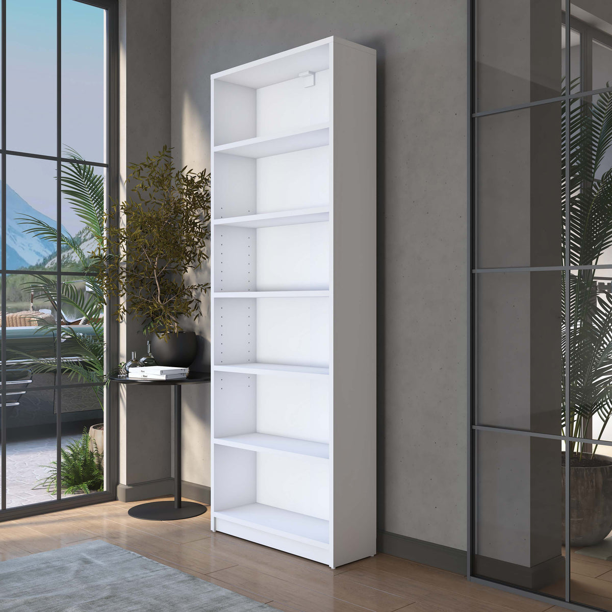 Rani HC144 Kitaplık 5 Raflı Çalışma Odası Kütüphane Modern Duvar Rafı Beyaz