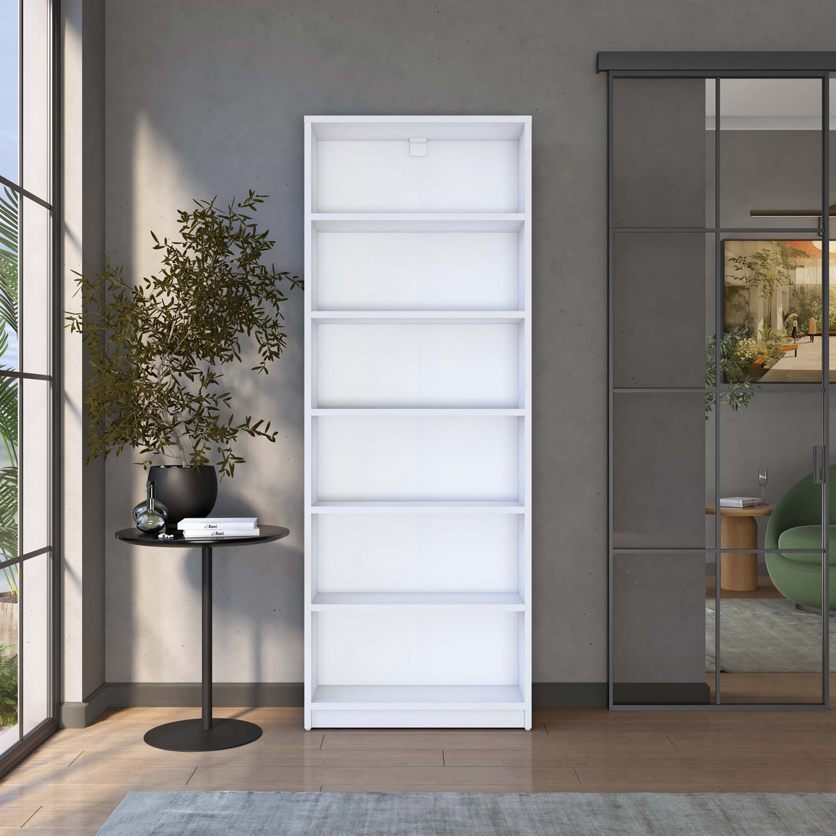 Rani HC144 Kitaplık 5 Raflı Çalışma Odası Kütüphane Modern Duvar Rafı Beyaz