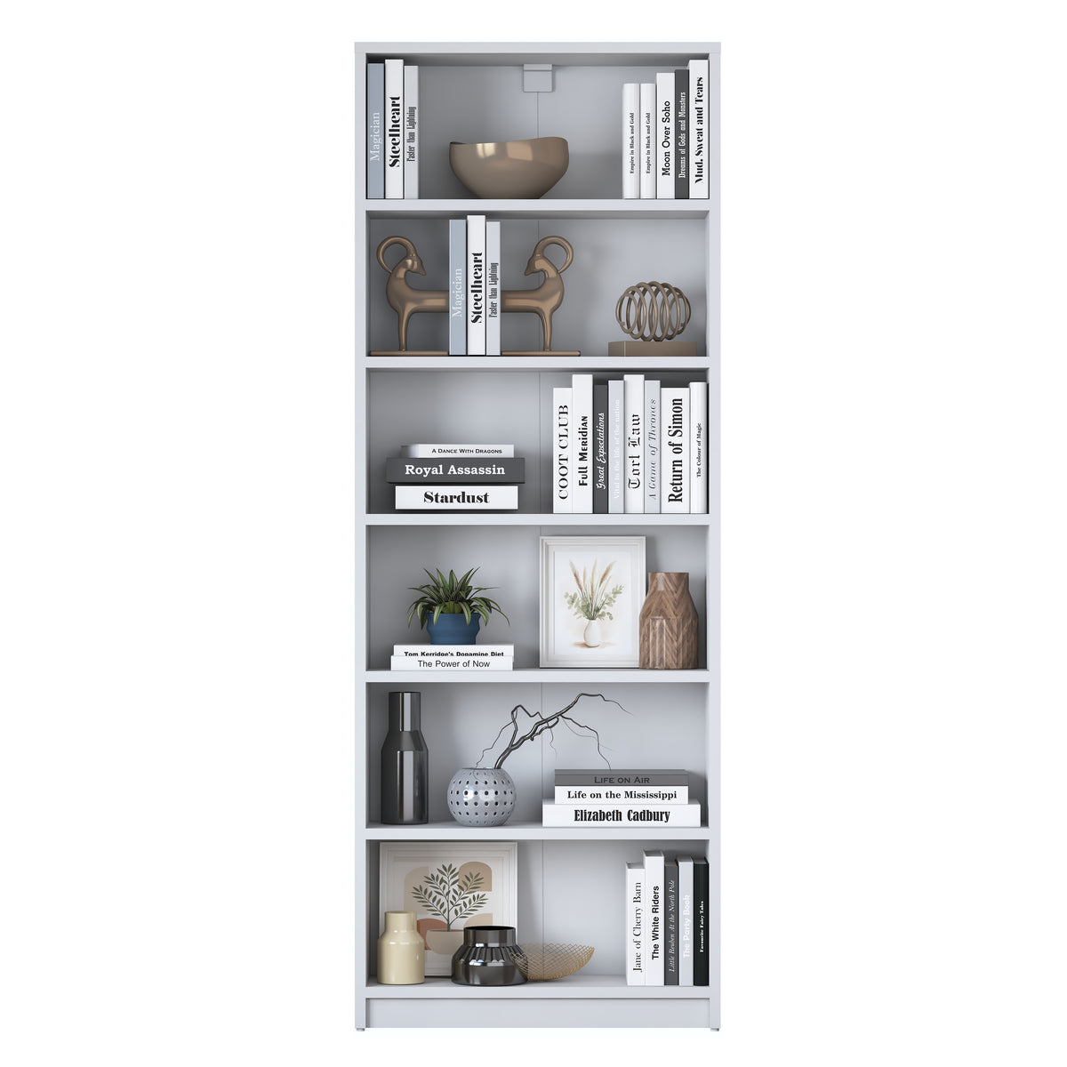 Rani HC144 Kitaplık 5 Raflı Çalışma Odası Kütüphane Modern Duvar Rafı Beyaz