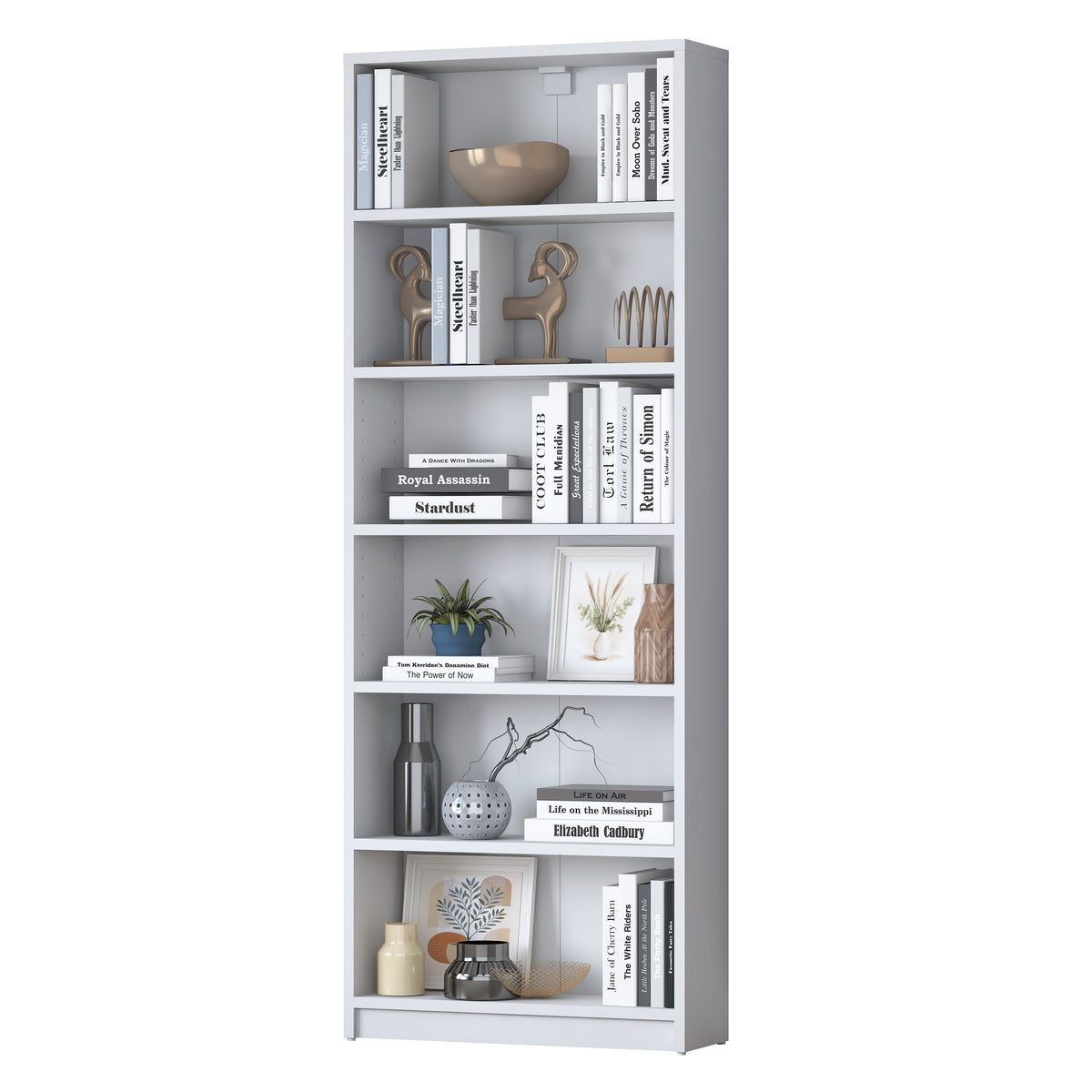 Rani HC144 Kitaplık 5 Raflı Çalışma Odası Kütüphane Modern Duvar Rafı Beyaz