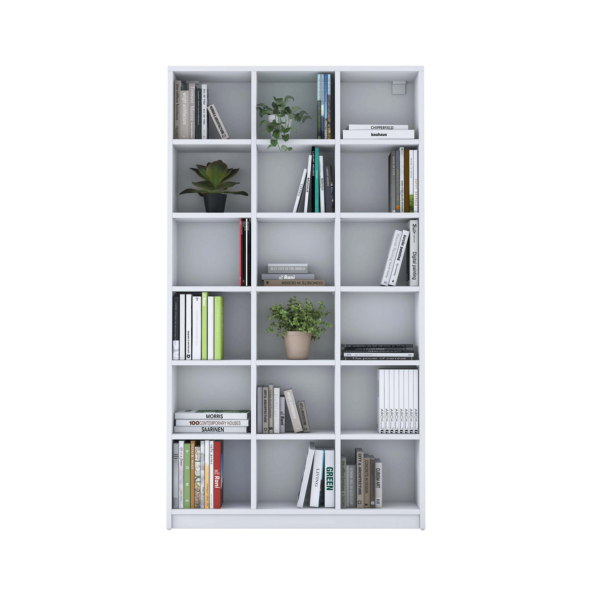 Rani HC123 Kitaplık 15 Raflı Çalışma Odası Kütüphane Modern Duvar Rafı Beyaz