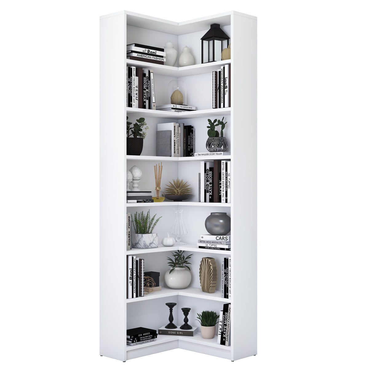 Rani HC143 Kitaplık 6 Raflı Çalışma Odası Kütüphane Modern Duvar Rafı Beyaz