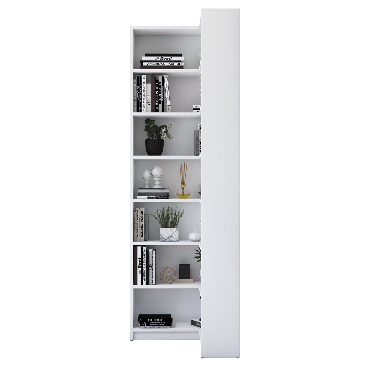 Rani HC143 Kitaplık 6 Raflı Çalışma Odası Kütüphane Modern Duvar Rafı Beyaz