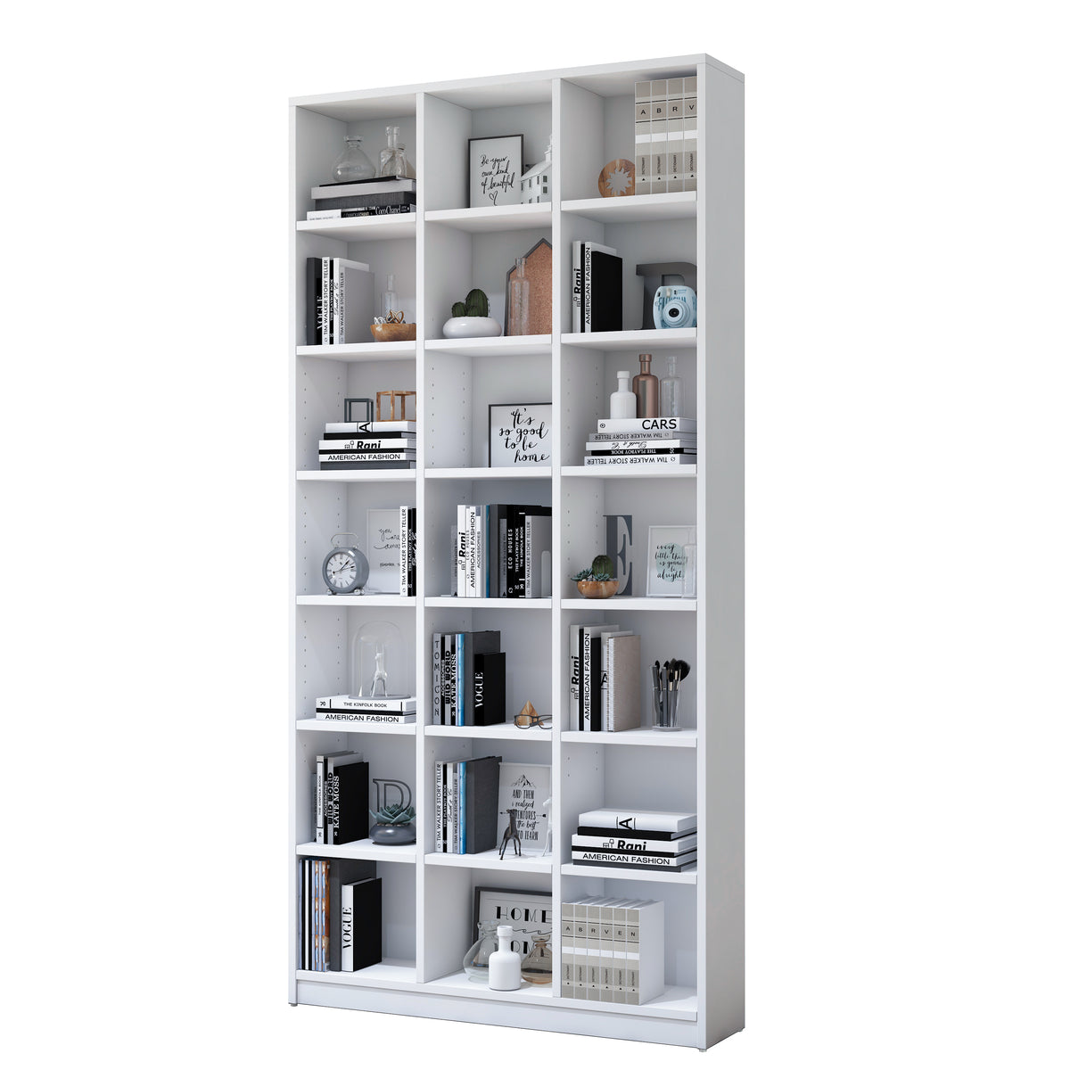 Rani HC142 Kitaplık 18 Raflı Çalışma Odası Kütüphane Modern Duvar Rafı Beyaz