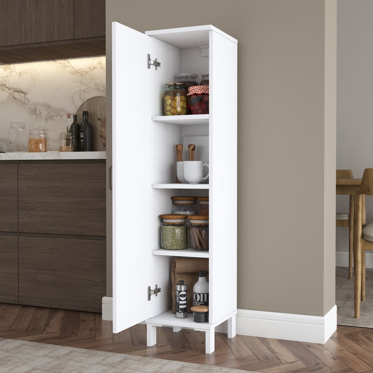 Rani KC110 Banyo Dolabı Tek Kapaklı 3 Raflı Çok Amaçlı Dolap Beyaz