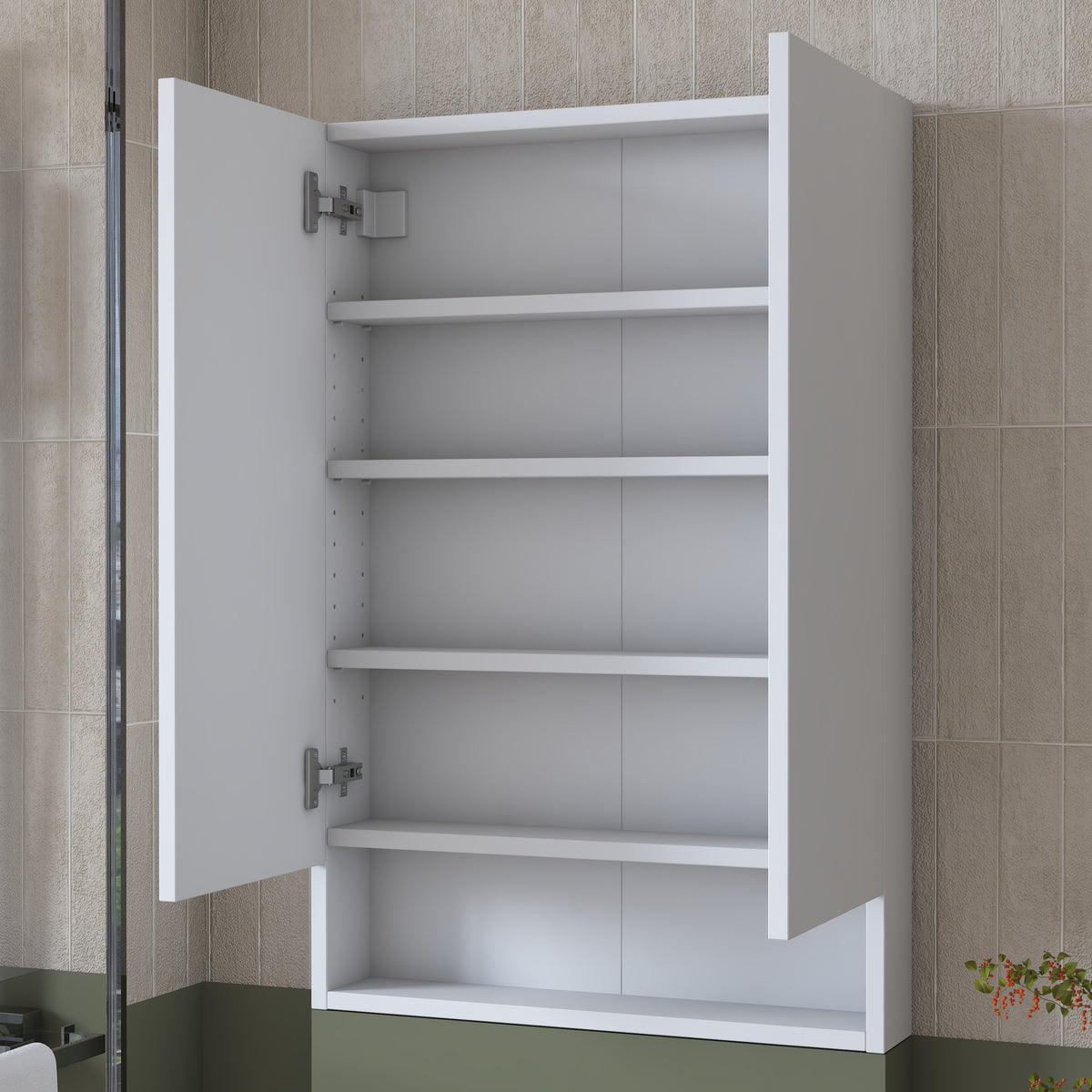 Rani KB111 Kapaklı Banyo Dolabı Raflı Klozet Üstü Çok Amaçlı Dolap Beyaz