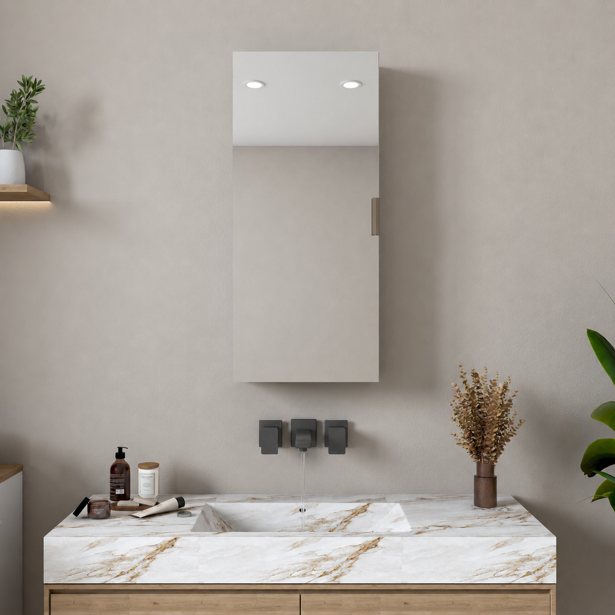 Rani KB109 Aynalı Banyo Dolabı Raflı Çok Amaçlı Dolap Beyaz