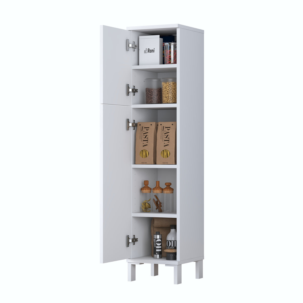 Rani KC115 Banyo Dolabı 2 Kapaklı 4 Raflı Çok Amaçlı Dolap Beyaz