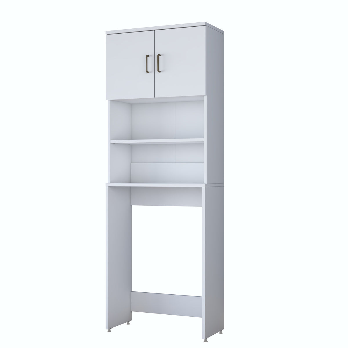 Rani KD140 Çamaşır Makinesi Dolabı 2 Kapaklı 2 Raflı Banyo Dolabı Beyaz