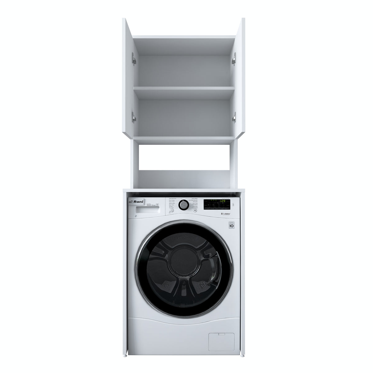 Rani KD136 Çamaşır Makinesi Dolabı 2 Raflı 2 Kapaklı Banyo Dolabı Beyaz