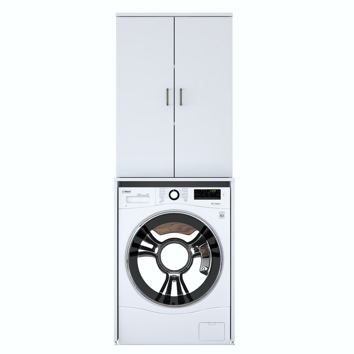 Rani KD135 Çamaşır Makinesi Dolabı 2 Raflı Kapaklı Banyo Dolabı Beyaz