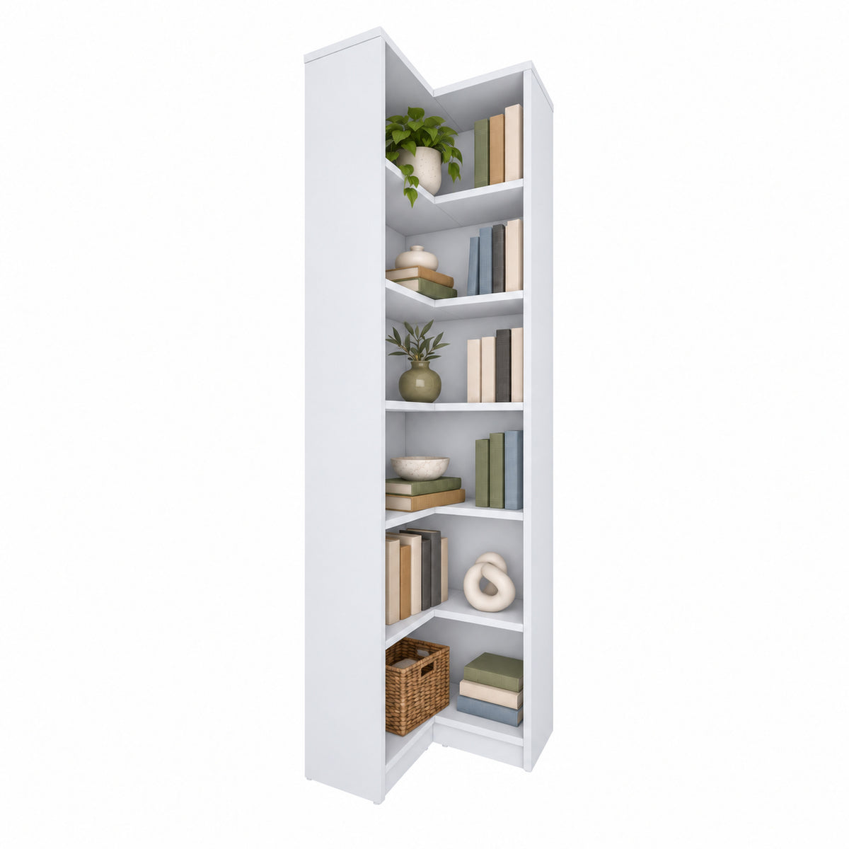 Rani HC147 Kitaplık 5 Raflı Çalışma Odası Kütüphane Modern Duvar Rafı Beyaz