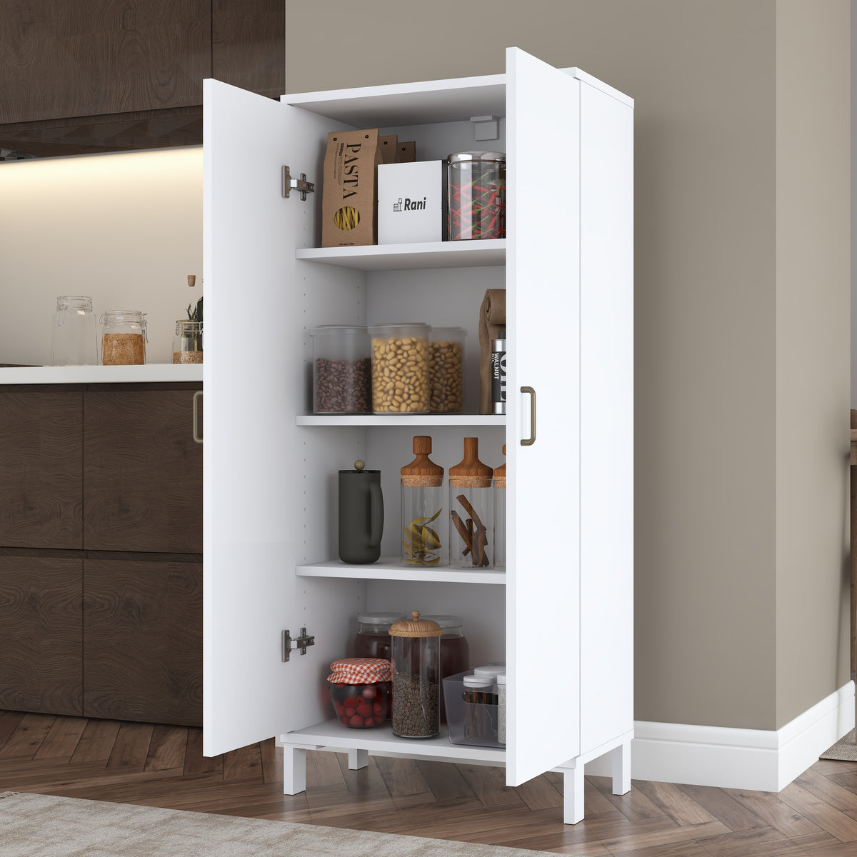 Rani KC114 Banyo Dolabı 2 Kapaklı 3 Raflı Çok Amaçlı Dolap Beyaz