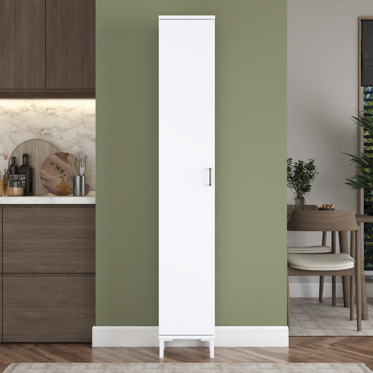 Rani KC111 Banyo Dolabı Tek Kapaklı 5 Raflı Çok Amaçlı Dolap Beyaz