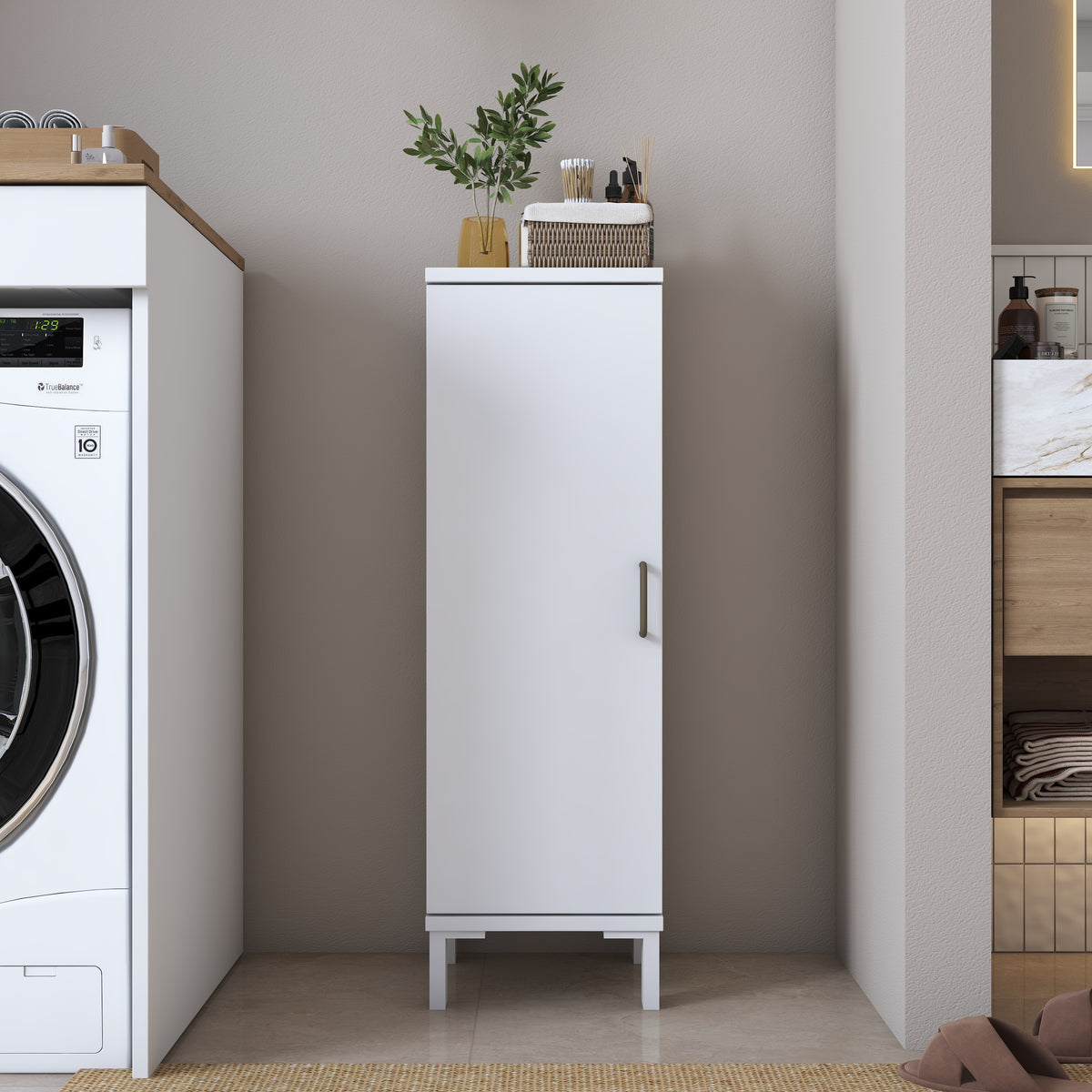 Rani KC109 Banyo Dolabı Tek Kapaklı 2 Raflı Çok Amaçlı Dolap Beyaz