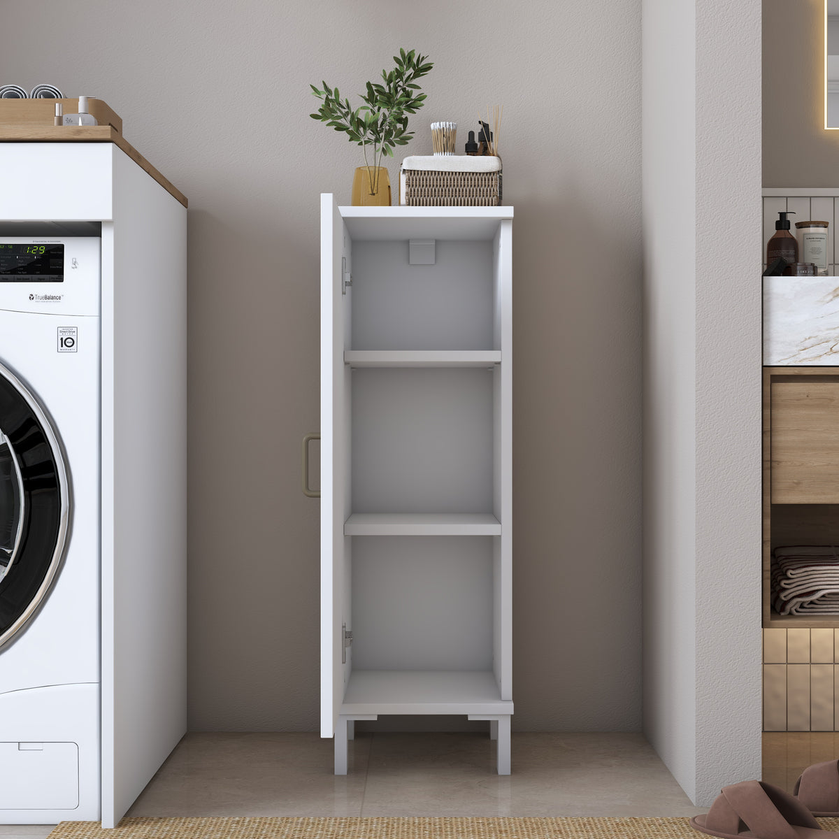 Rani KC109 Banyo Dolabı Tek Kapaklı 2 Raflı Çok Amaçlı Dolap Beyaz