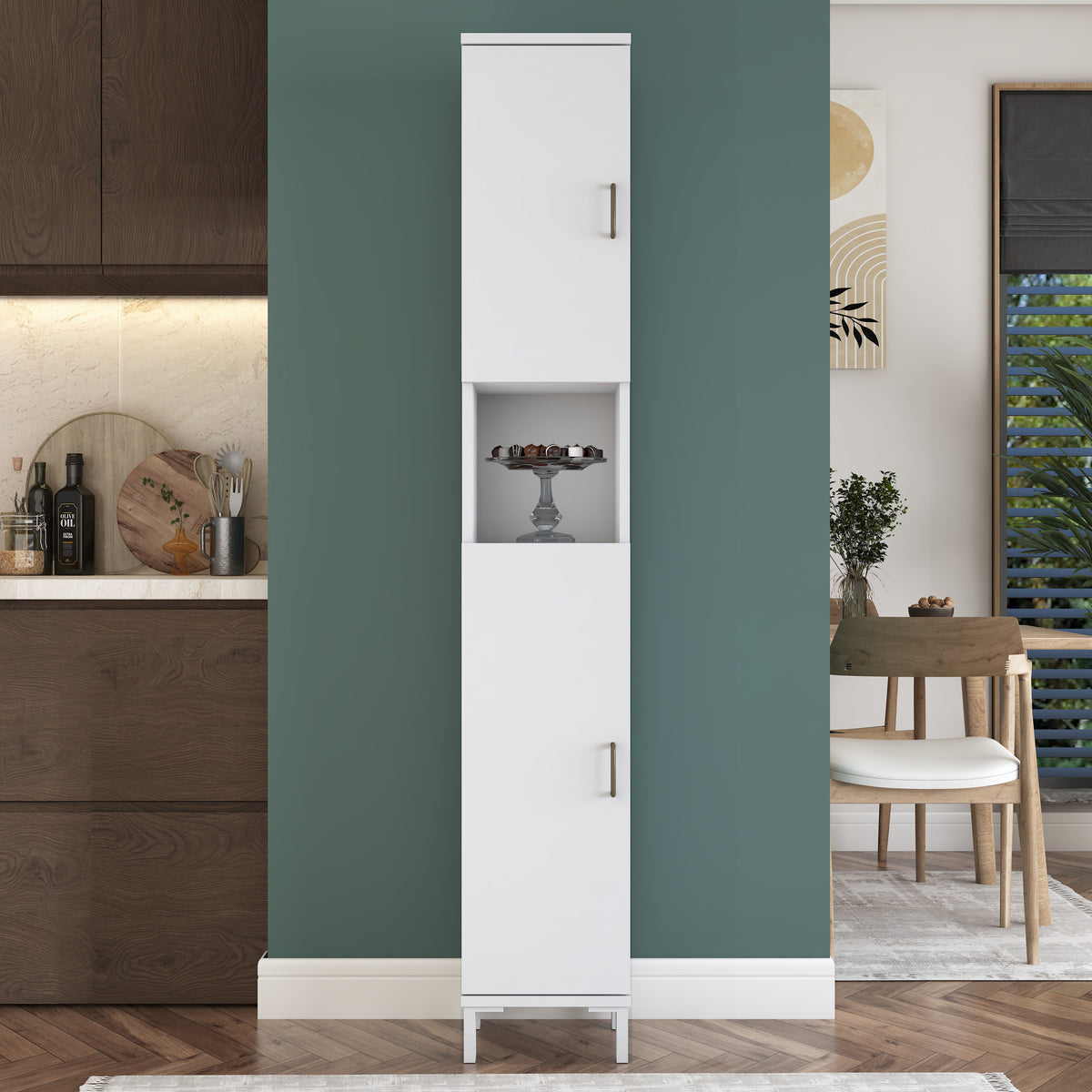 Rani KC113 Banyo Dolabı 2 Kapaklı 5 Raflı Çok Amaçlı Dolap Beyaz