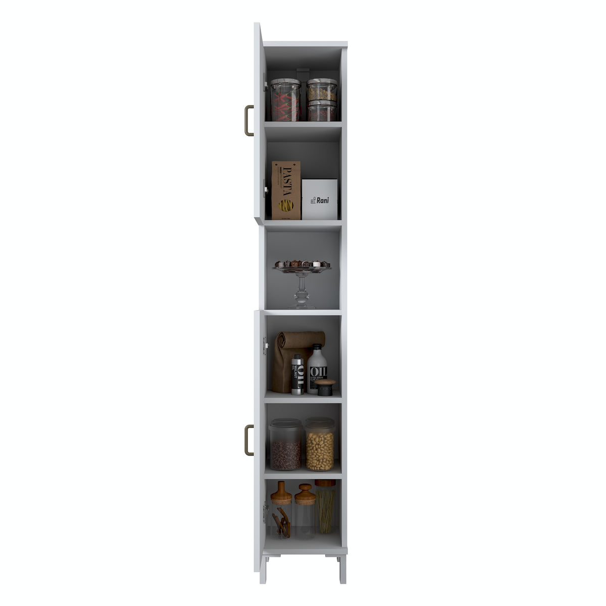 Rani KC113 Banyo Dolabı 2 Kapaklı 5 Raflı Çok Amaçlı Dolap Beyaz