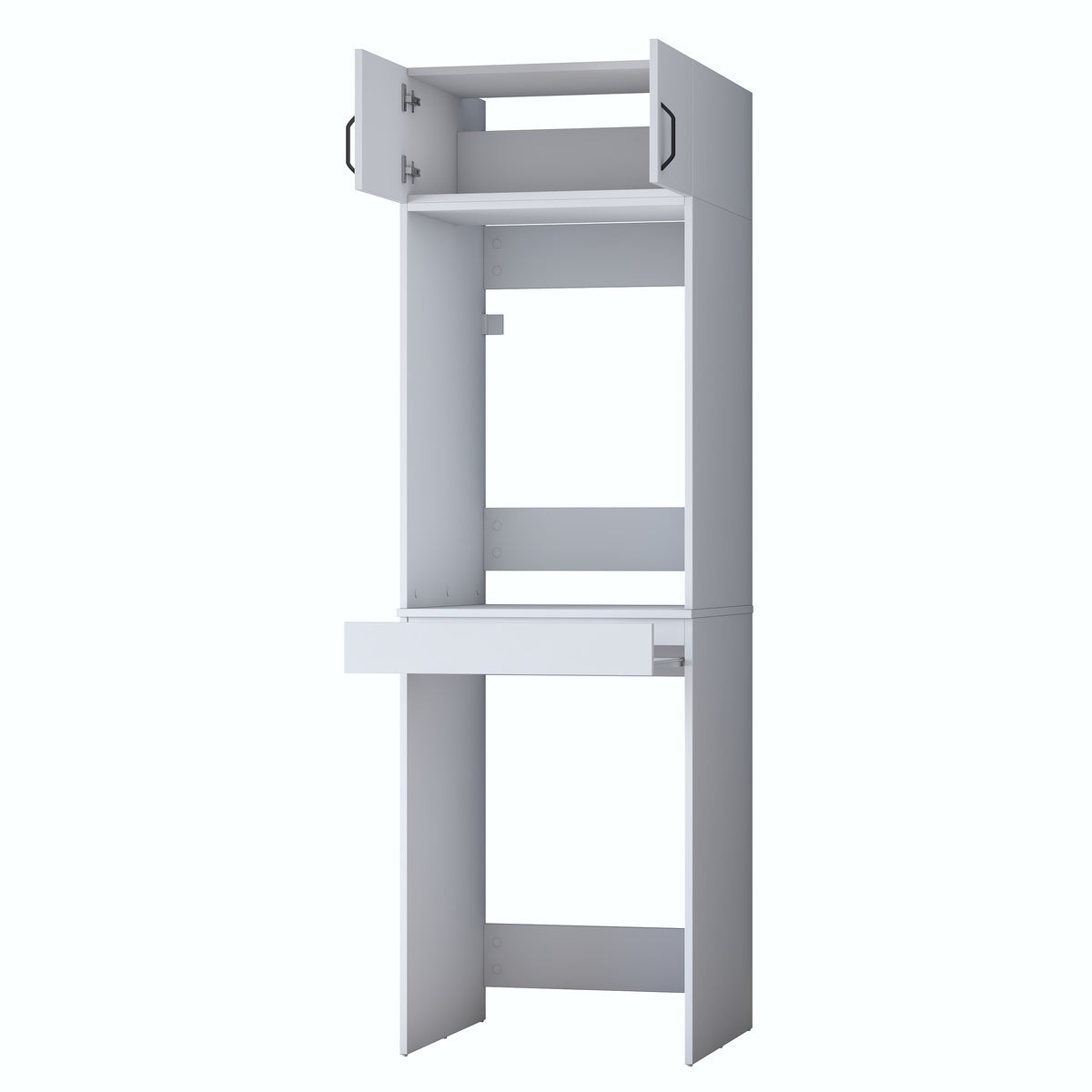 Rani KD147 Çamaşır Ve Kurutma Makinesi Dolabı Çekmeceli Raflı Banyo Dolabı Beyaz