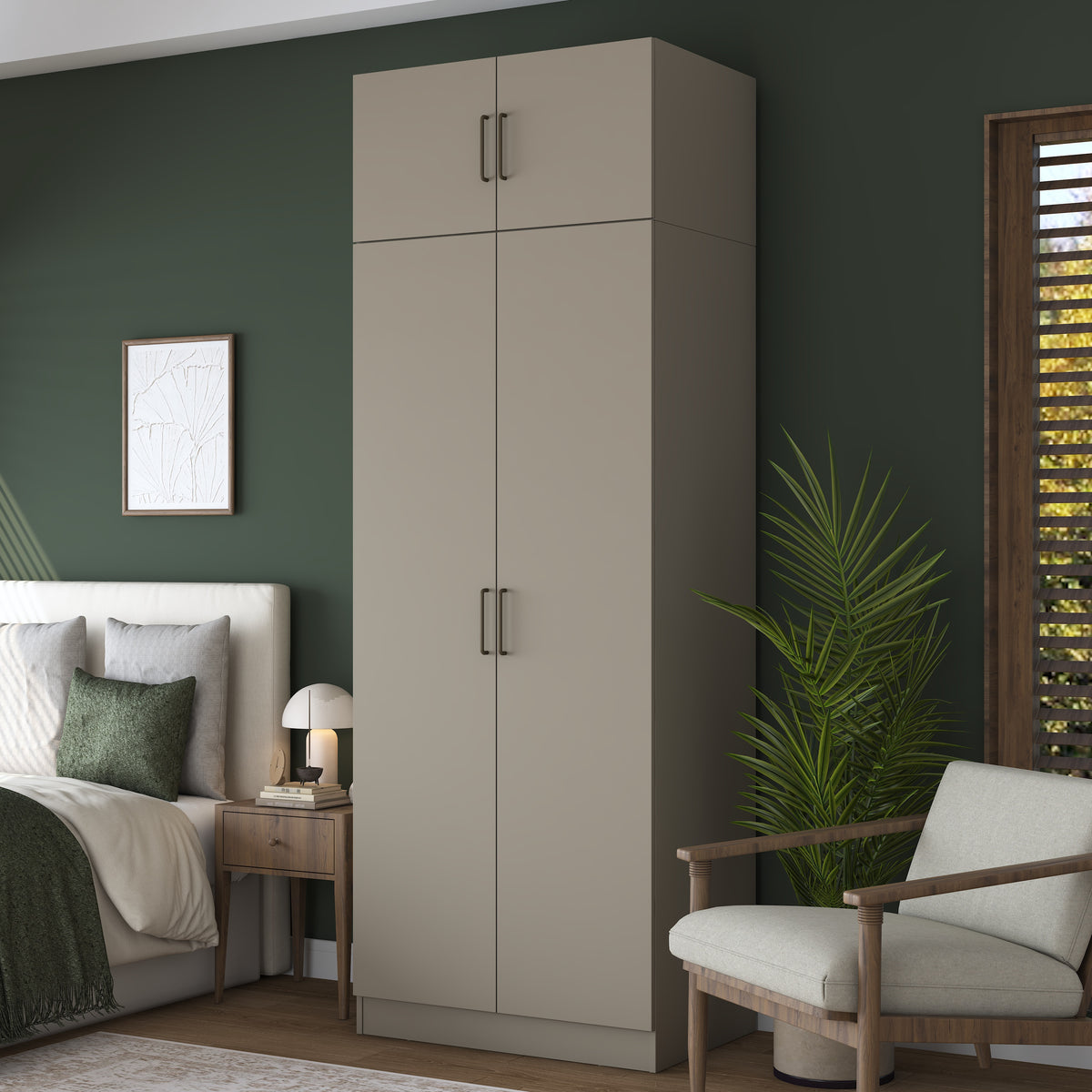 Rani BA321 Gardırop 2 Kapaklı 6 Raflı 2 Askılı Elbise Dolabı Kumtaşı