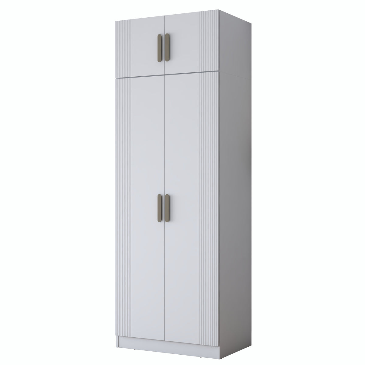 Rani BA404 Membran Kapaklı Modüler Gardırop Raflı 2 Askılı 2 Kapaklı Elbise Dolabı Beyaz