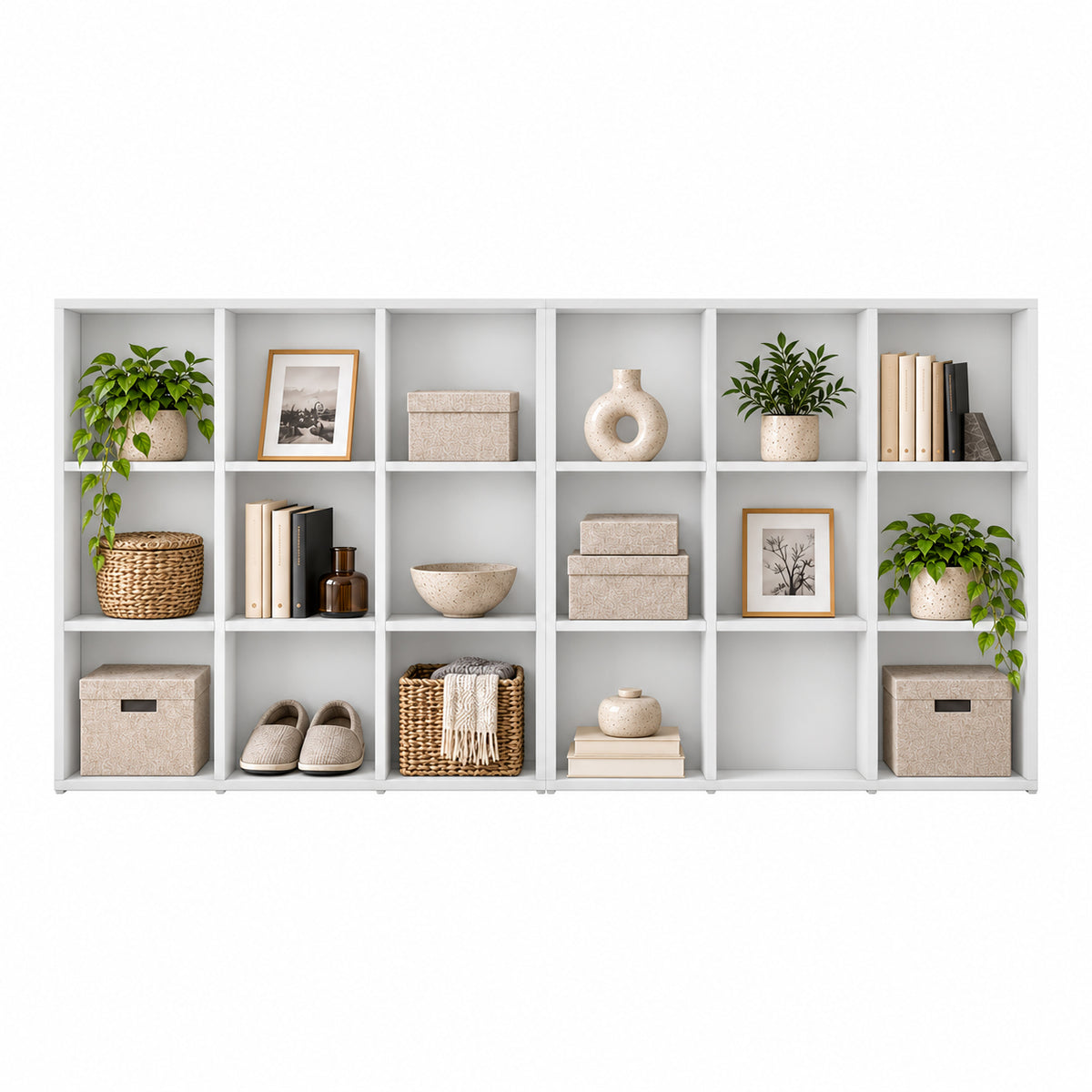 Rani HC148 Kitaplık 12 Raflı Çalışma Odası Kütüphane Modern Duvar Rafı Beyaz