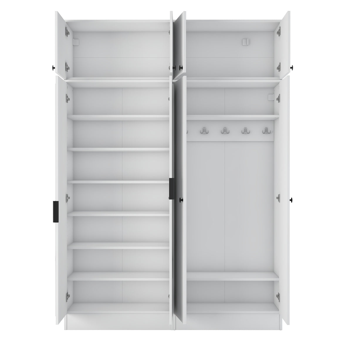 Rani EA177 Modern Portmanto 8 Kapaklı Aynalı Raflı Askılı Ayakkabılık Vestiyer Beyaz