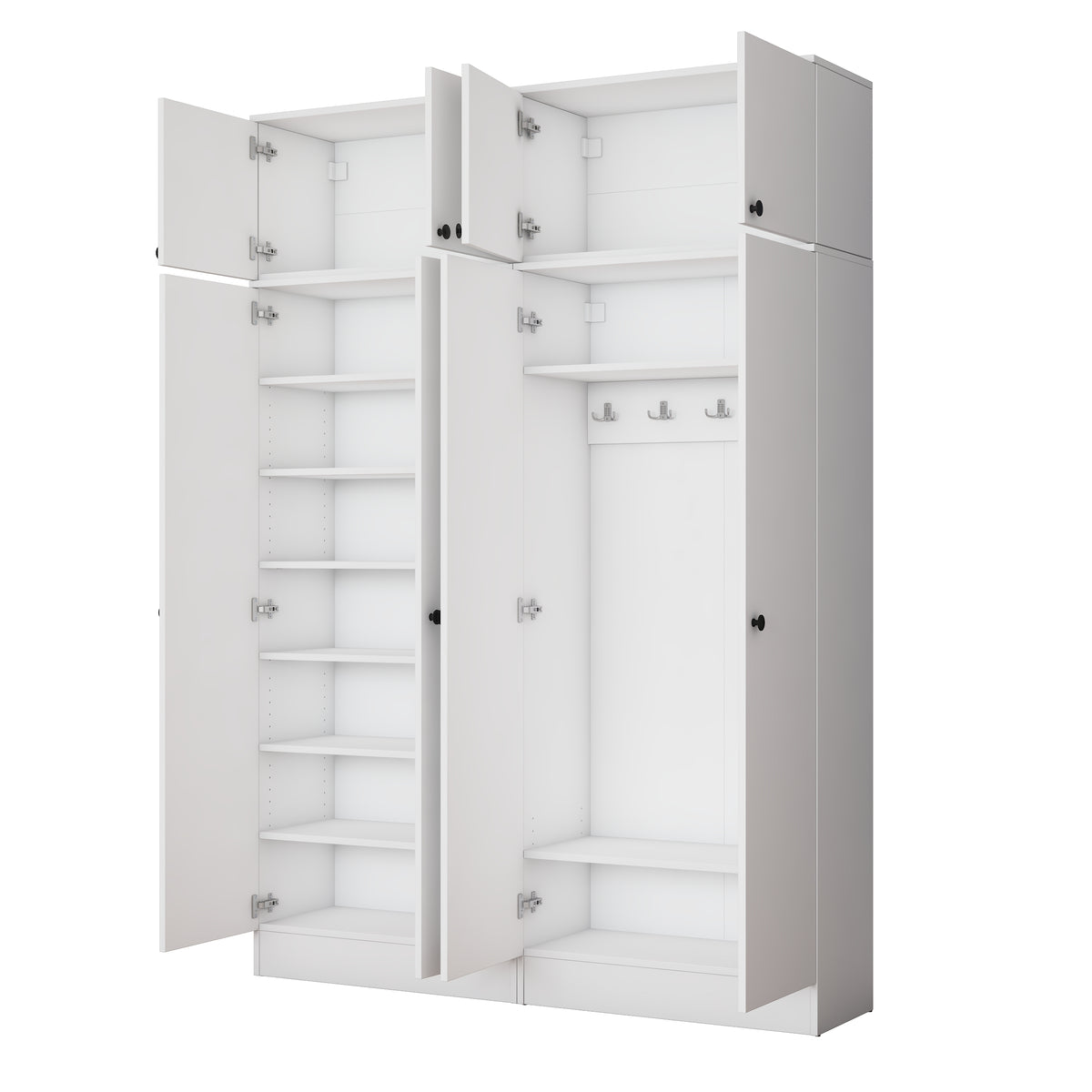 Rani EA176 Modern Portmanto 8 Kapaklı Raflı Askılı Ayakkabılık Vestiyer Beyaz