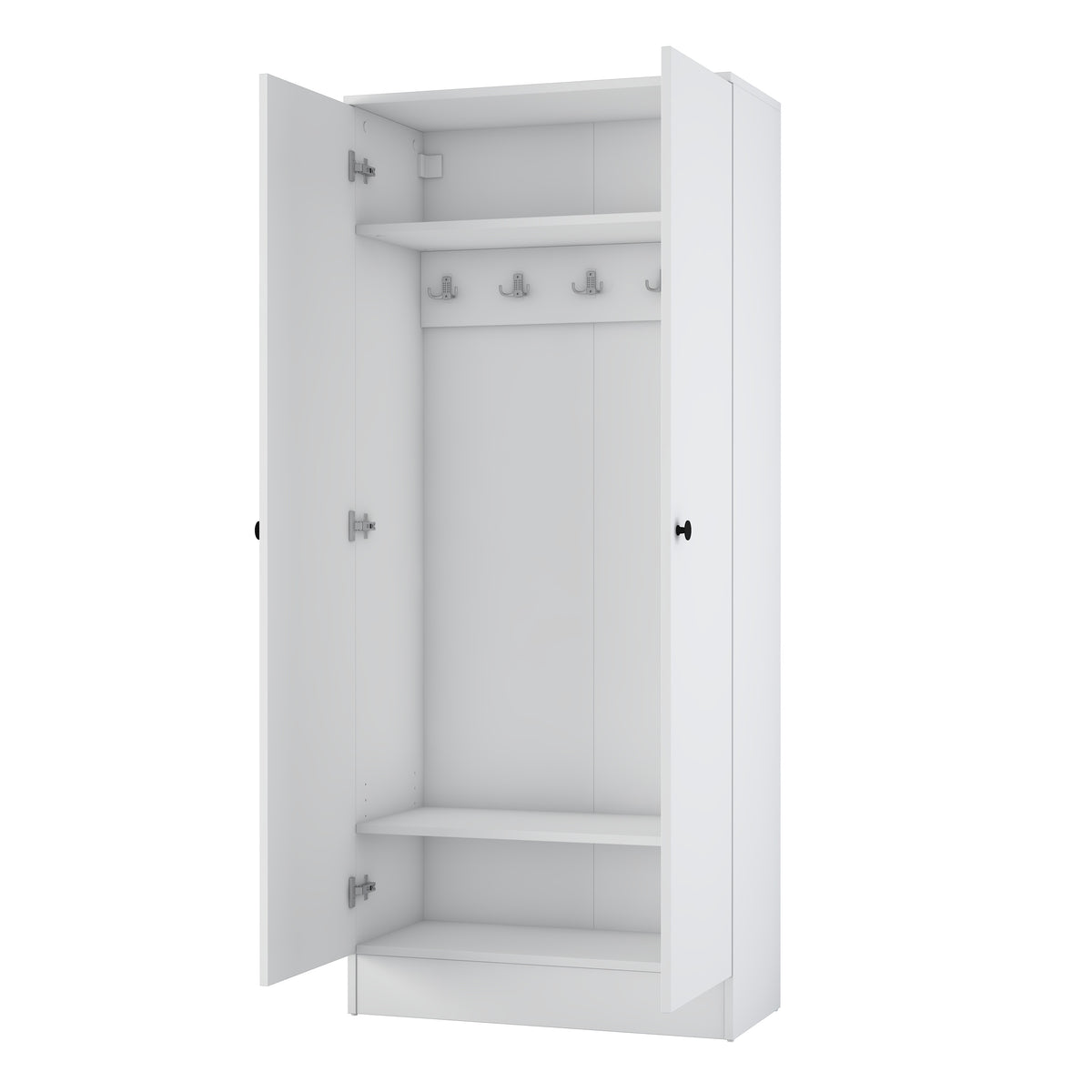 Rani EA172 Modern Portmanto 2 Kapaklı Raflı Askılı Ayakkabılık Vestiyer Beyaz