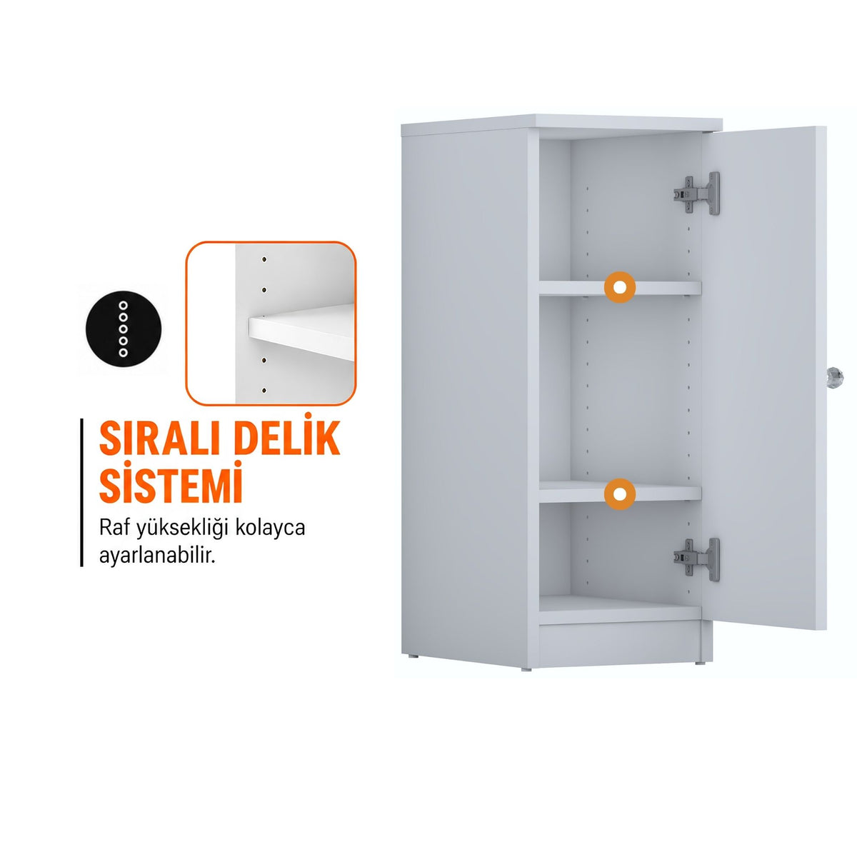 Rani BJ245 Raflı Makyaj & Tuvalet Masası Kapaklı Yan Dolap Beyaz