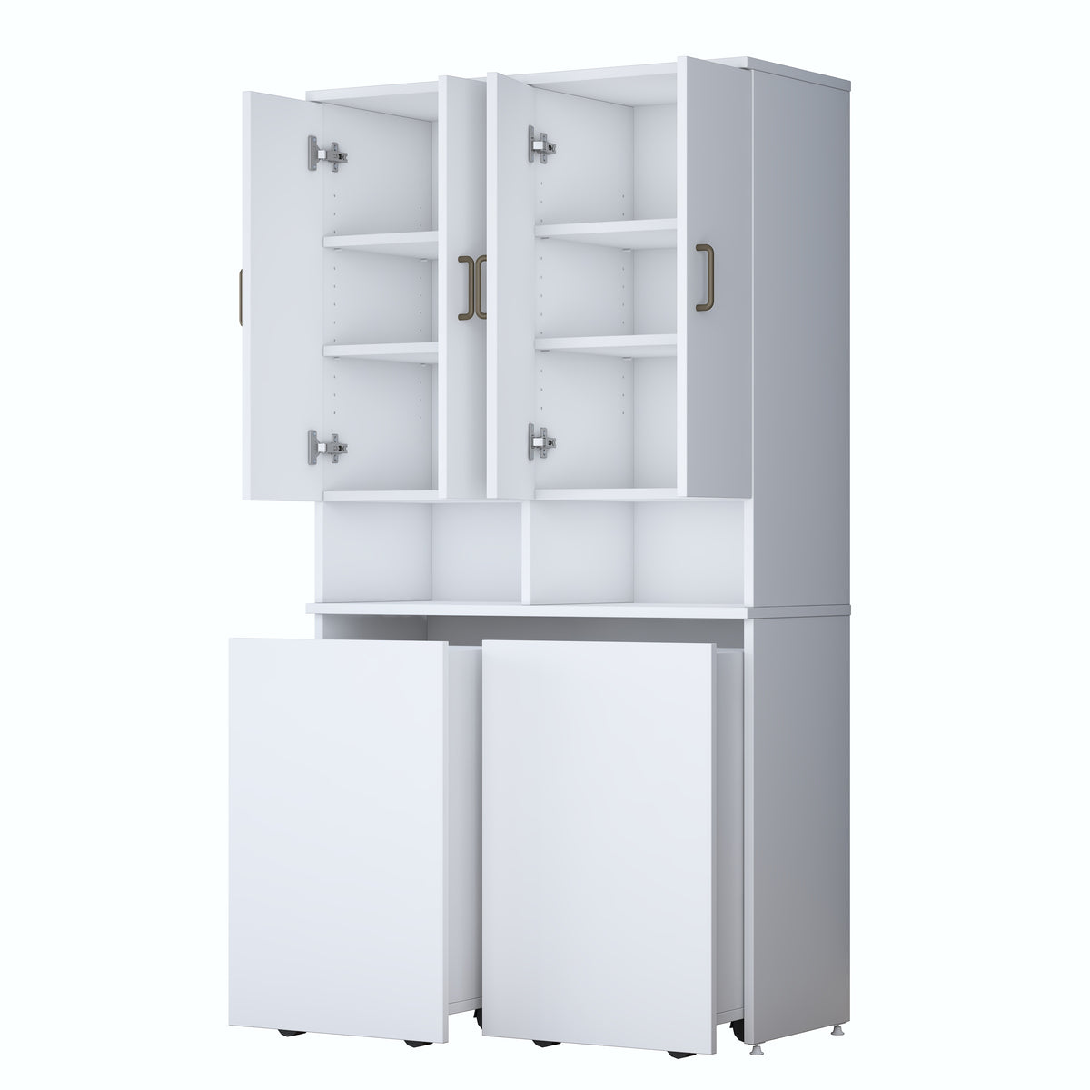 Rani KC123 Banyo Dolabı Raflı Çekmeceli Çamaşır Sepeti Bölmeli Çok Amaçlı Dolap Beyaz
