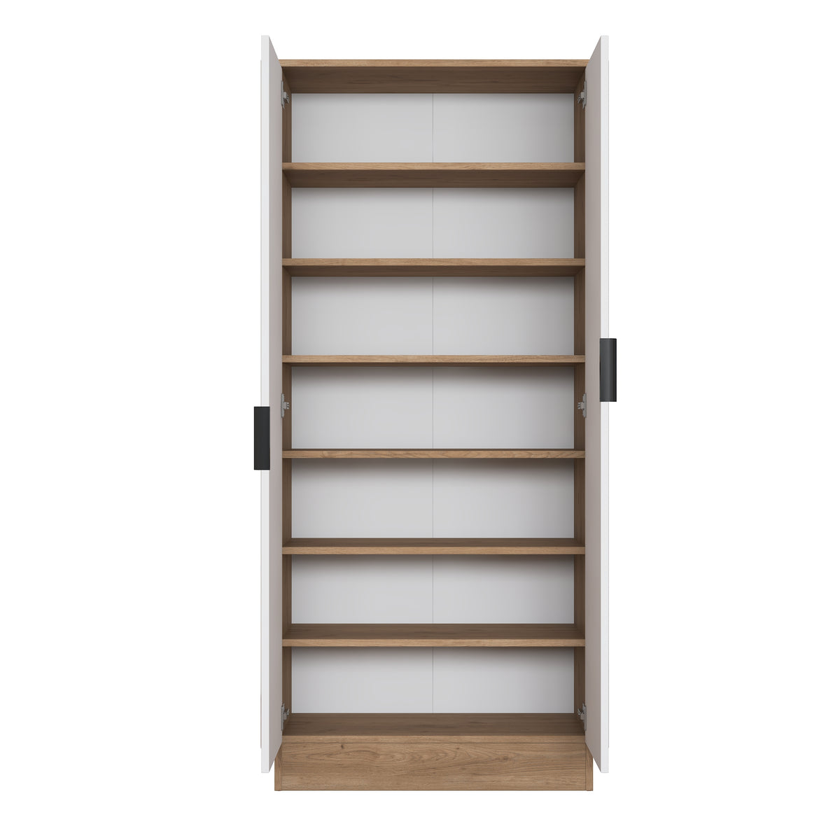Rani EA163 Modern Portmanto 2 Kapaklı Aynalı Raflı Ayakkabılık Vestiyer Sepet Ceviz - Beyaz