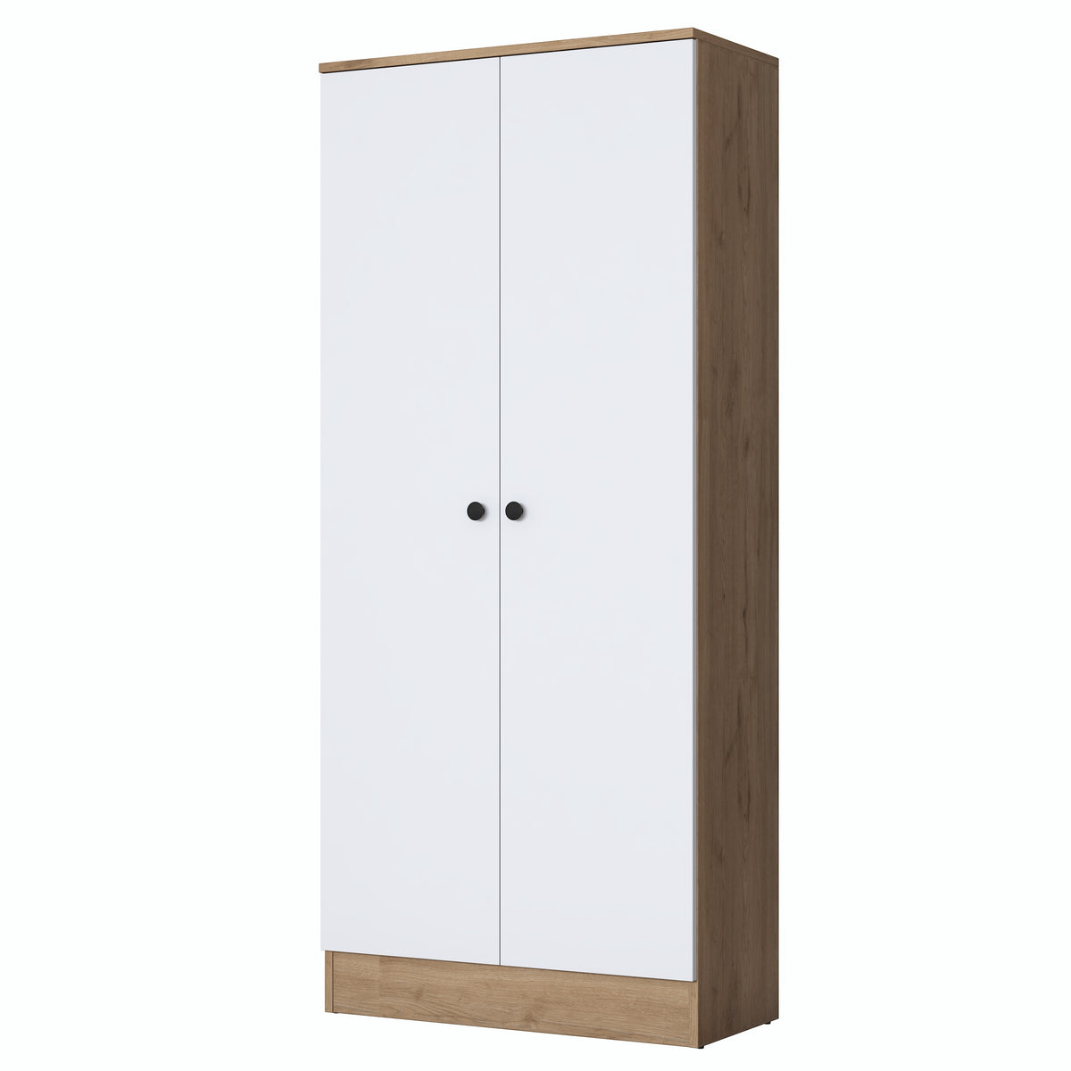 Rani EA148 Modern Portmanto 2 Kapaklı Raflı Ayakkabılık Vestiyer Sepet Ceviz - Beyaz