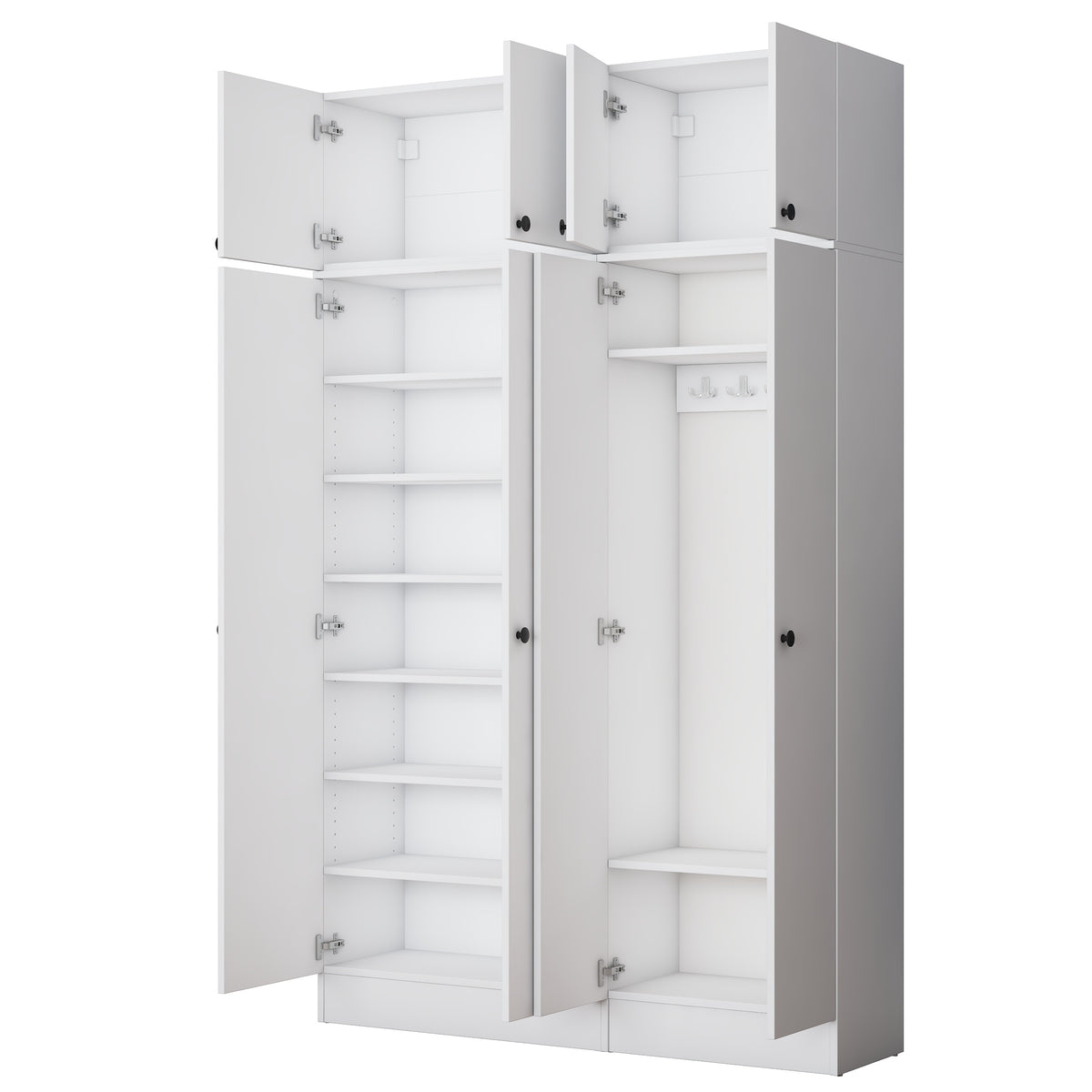 Rani EA168 Modern Portmanto 8 Kapaklı Raflı Askılı Ayakkabılık Vestiyer Beyaz