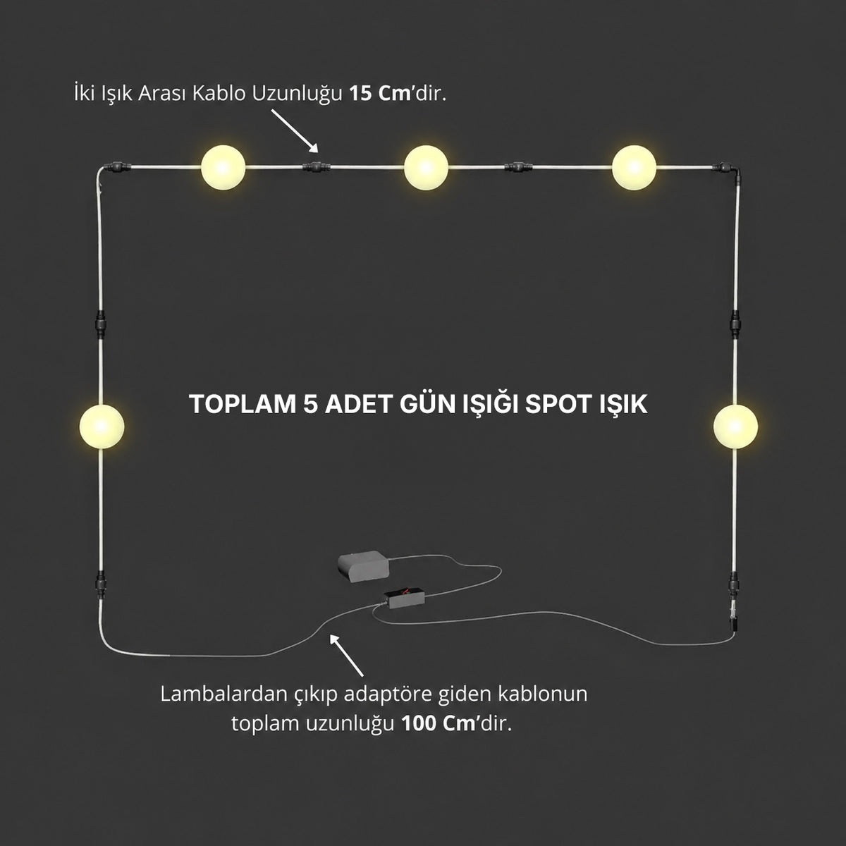 Rani ZB106 5'li Makyaj Aynası Aydınlatması Spot Işık Günışığı